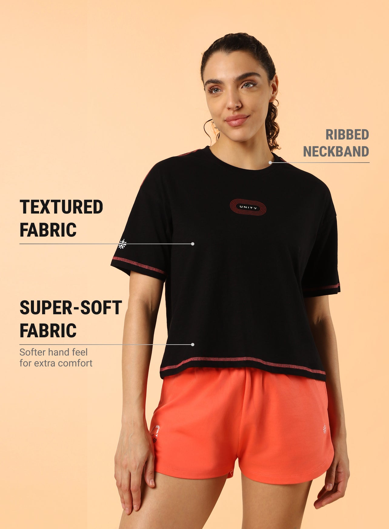 Women's Black Unity Boxy Crop fit Top