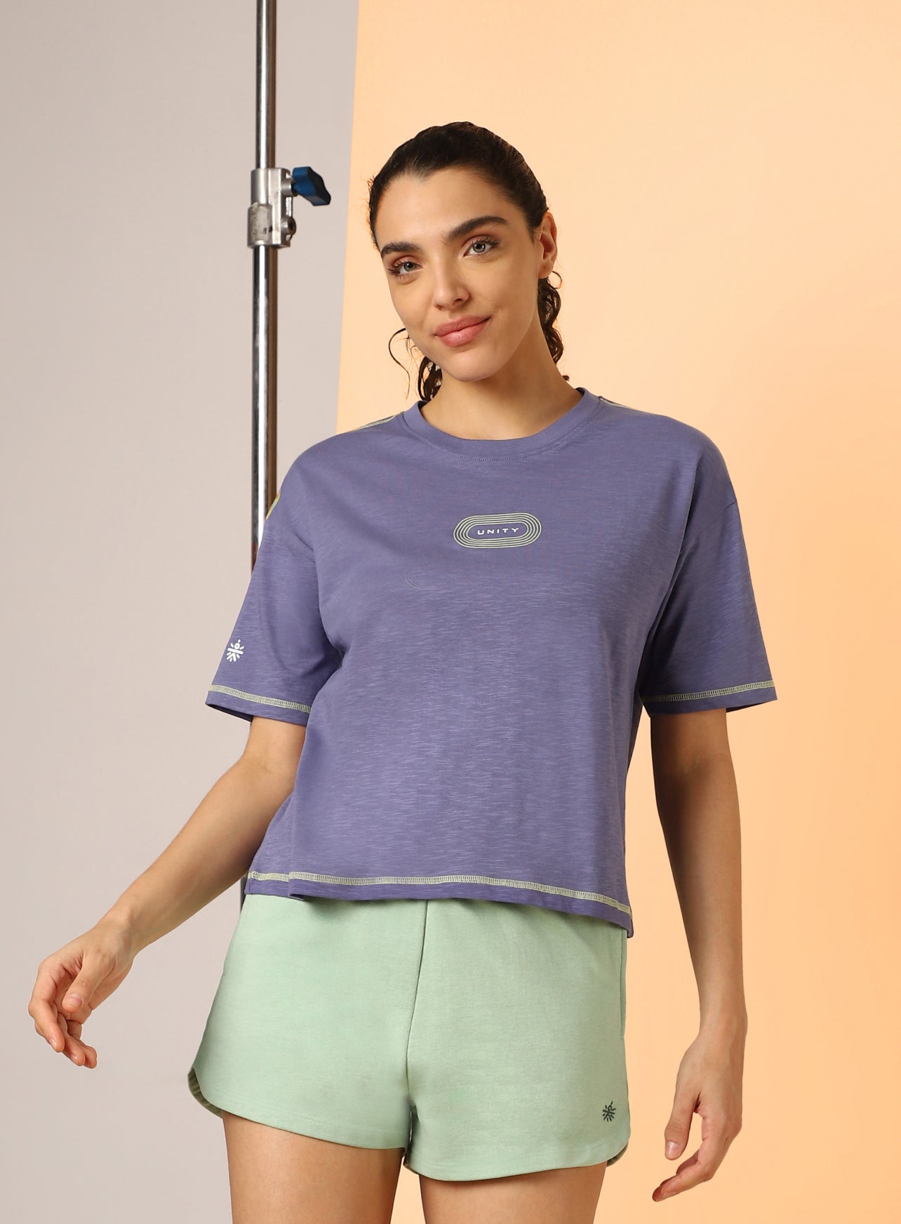 Women's Purple Unity Boxy Crop fit Top