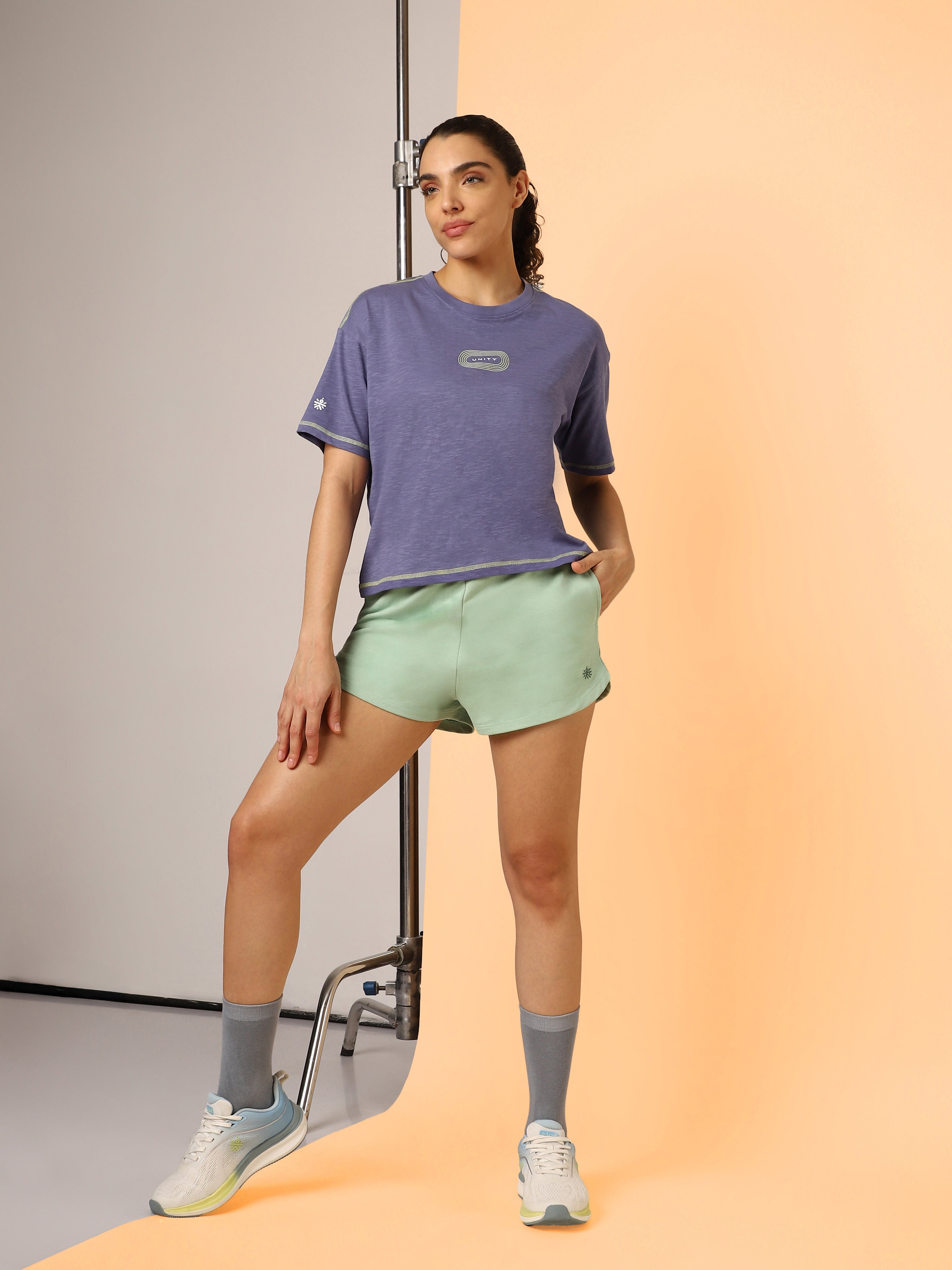 Women's Purple Unity Boxy Crop fit Top