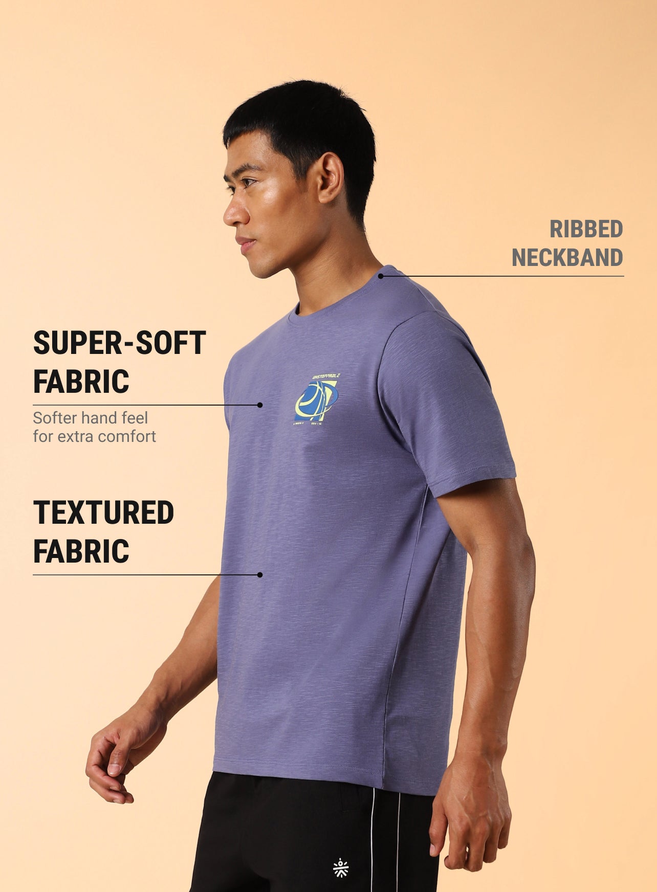 Men's Purple Unstoppable Typo T-shirt