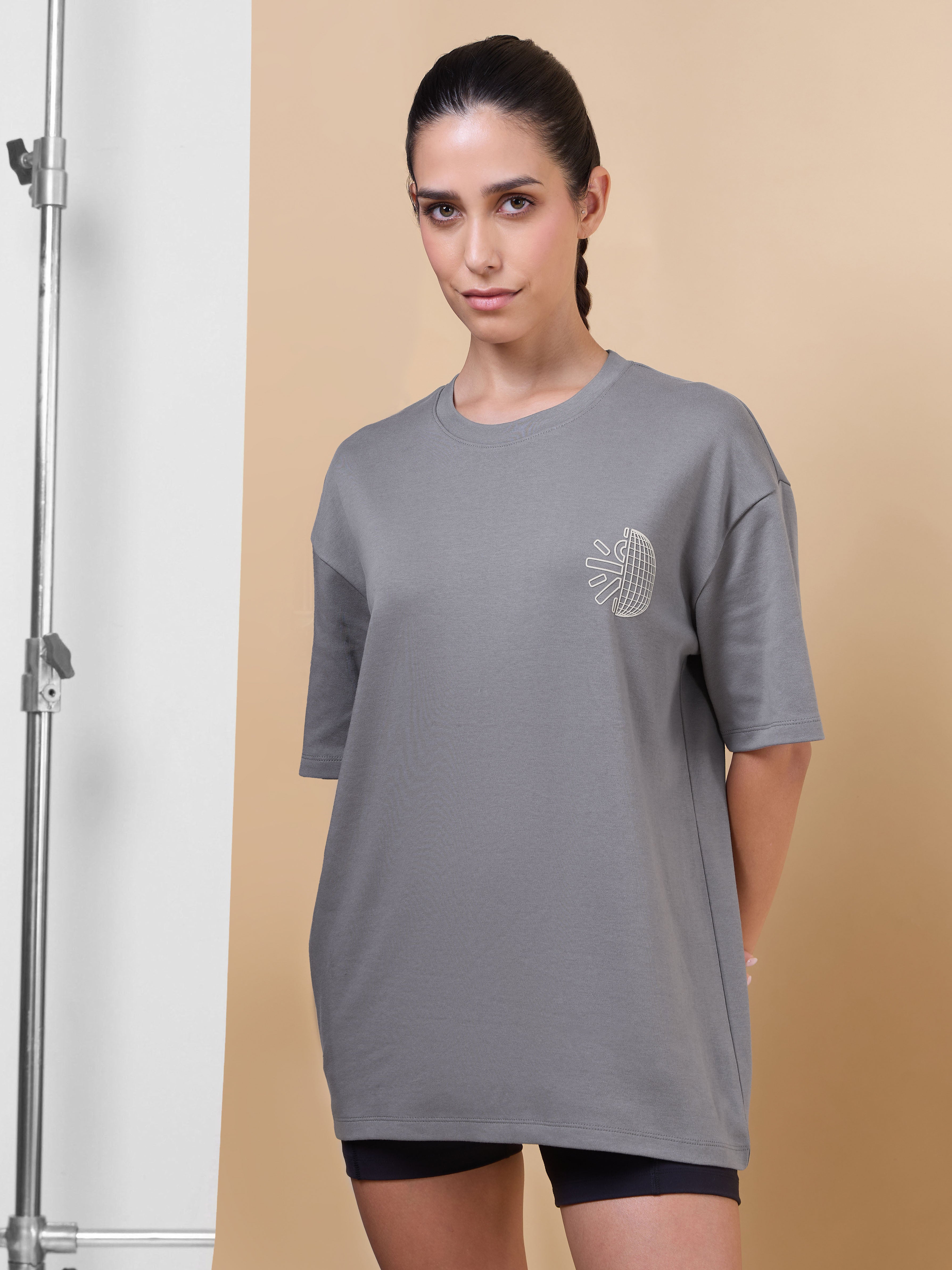 Women's Dark Grey Cult Brand Carrier Oversized T-shirt