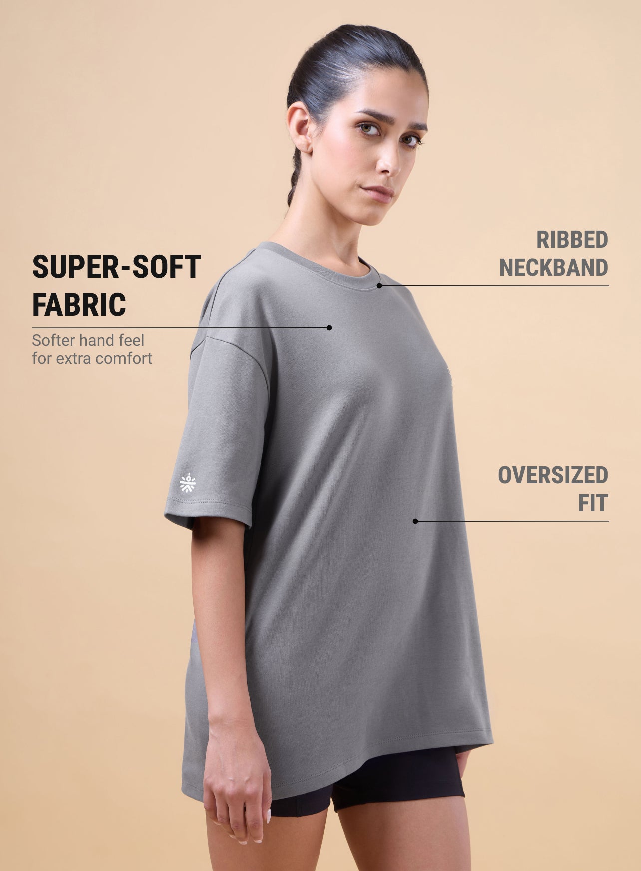 Women's Dark Grey Cult Brand Carrier Oversized T-shirt