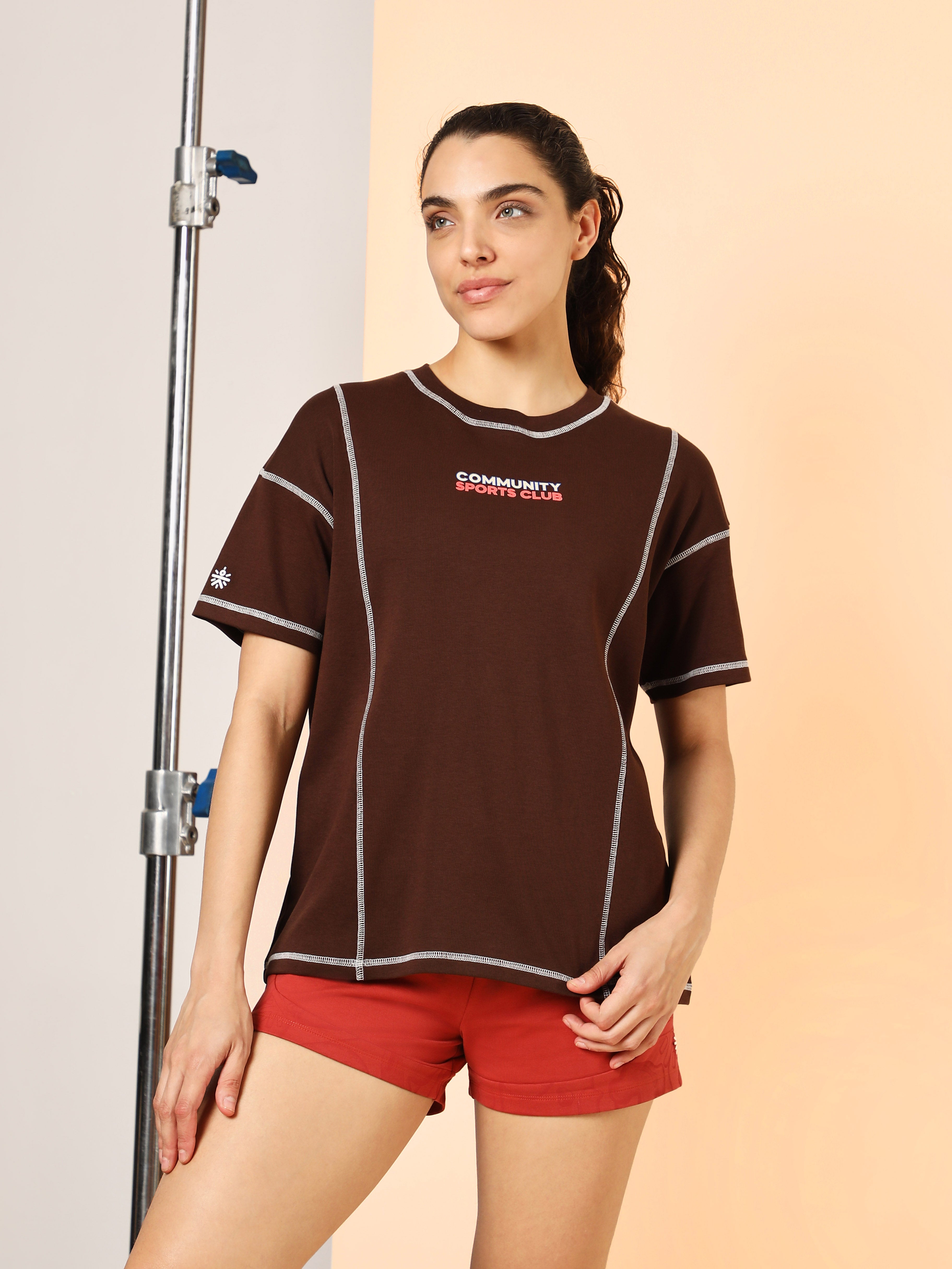Women's Brown Community Sports Relaxed fit T-shirt