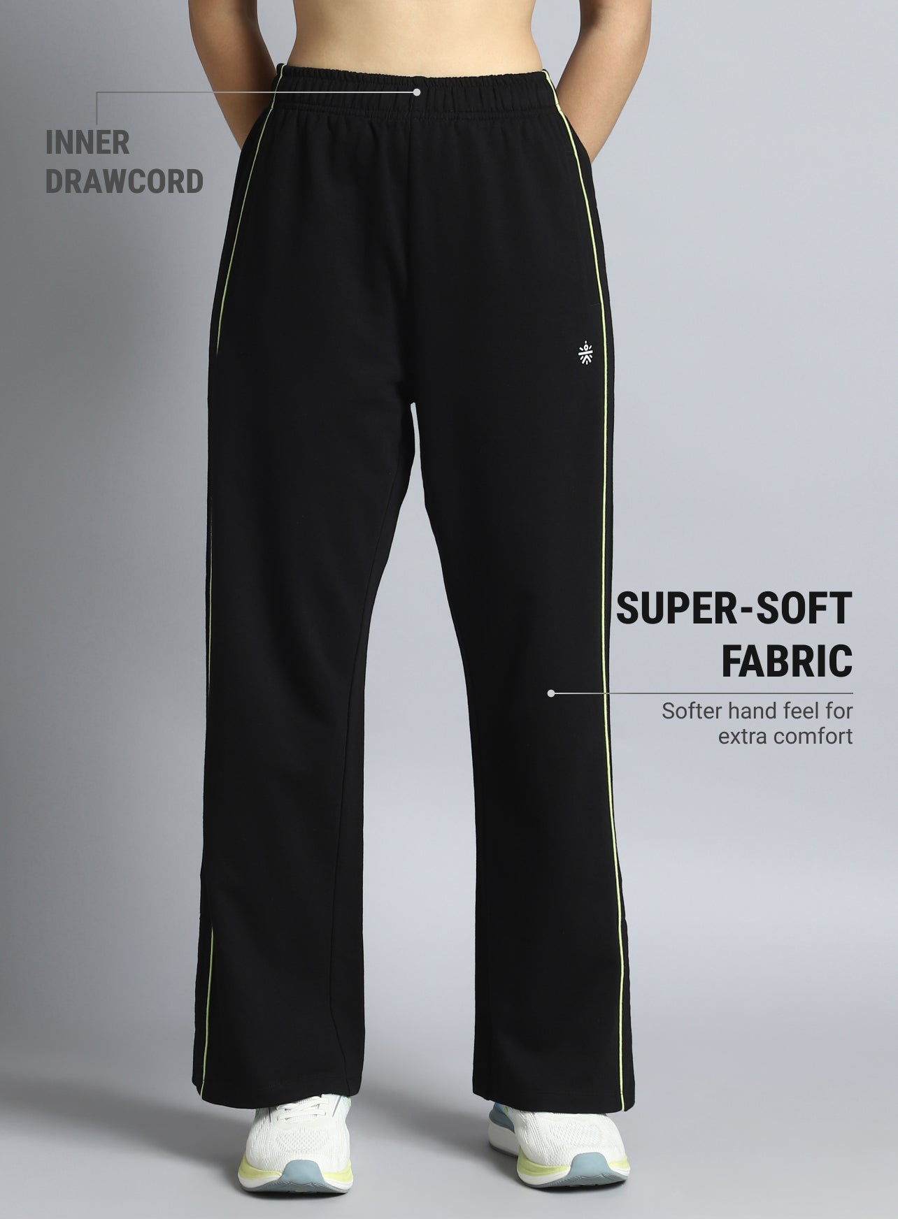 Women's Black Community Straight Trackpants