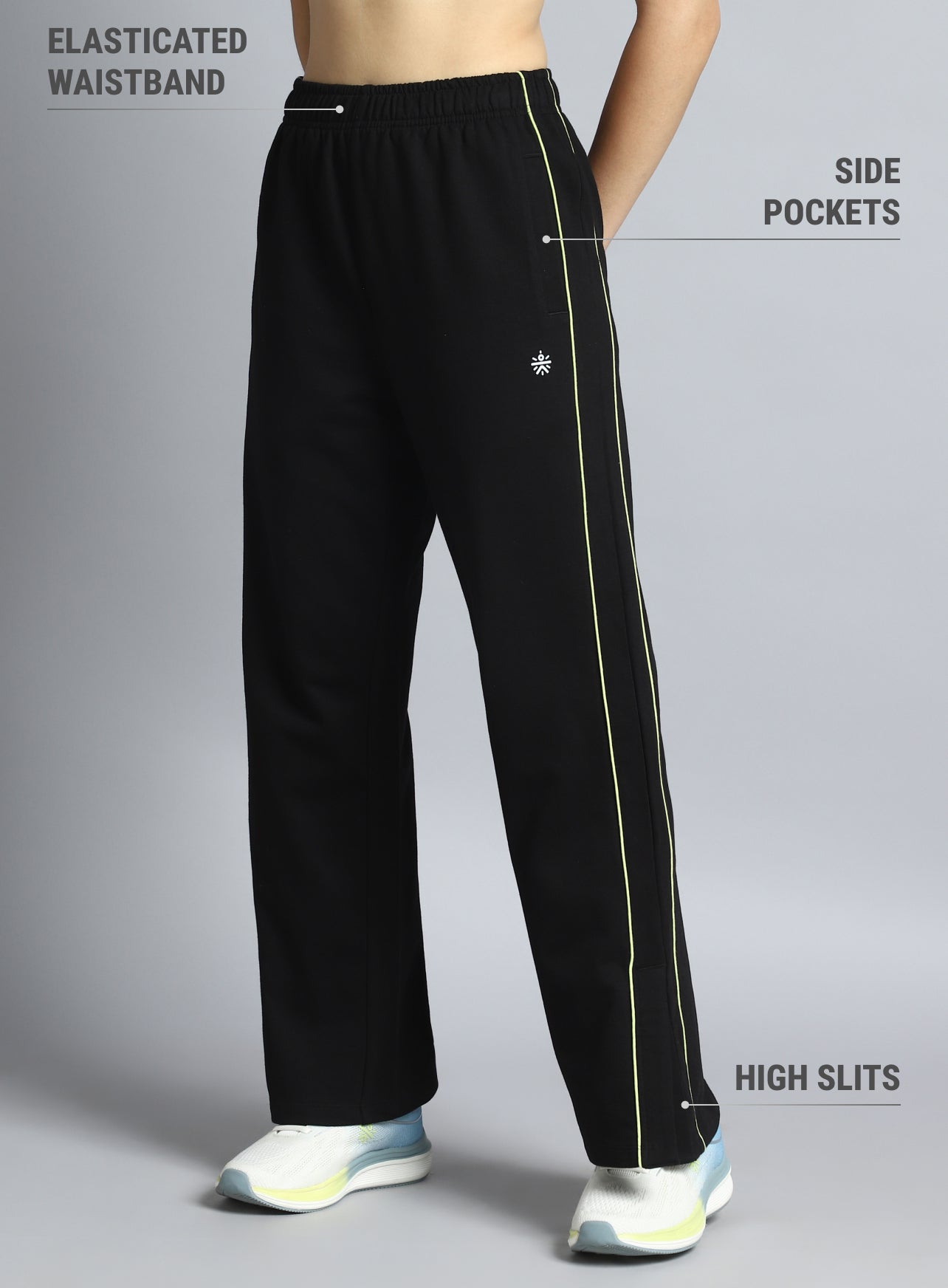 Women's Black Community Straight Trackpants