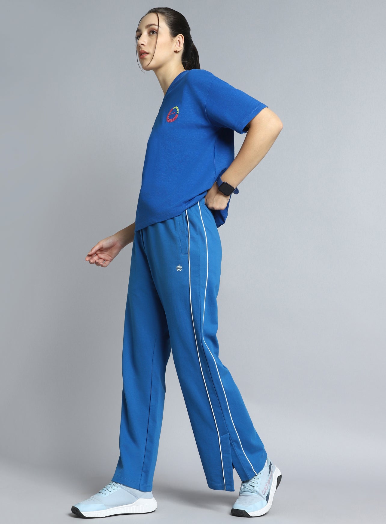 Women's Blue Community Straight Trackpants