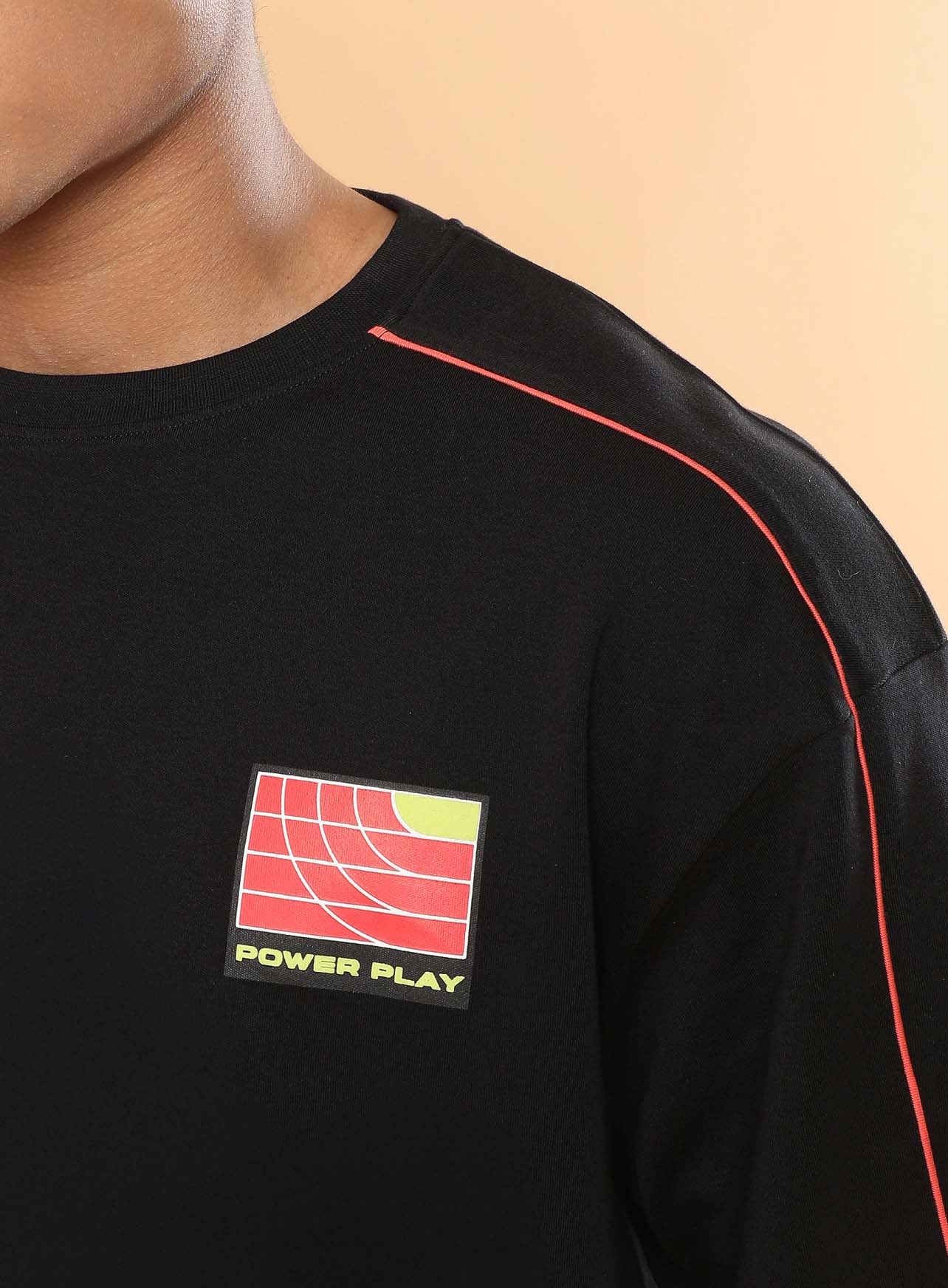 Men's Black Power Play Relaxed fit T-shirt