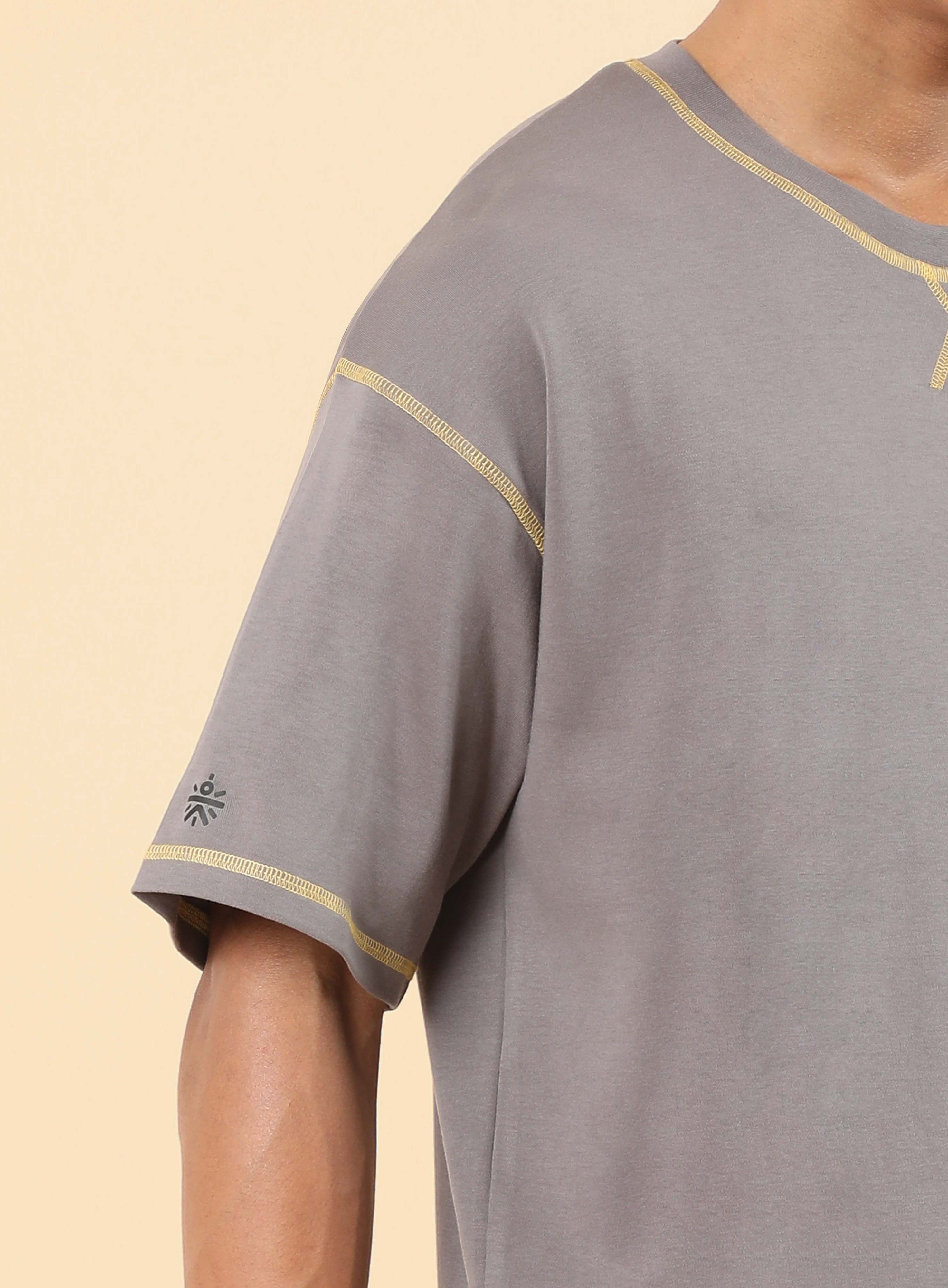 Men's Dark Grey Rise Together Oversized fit T-shirt