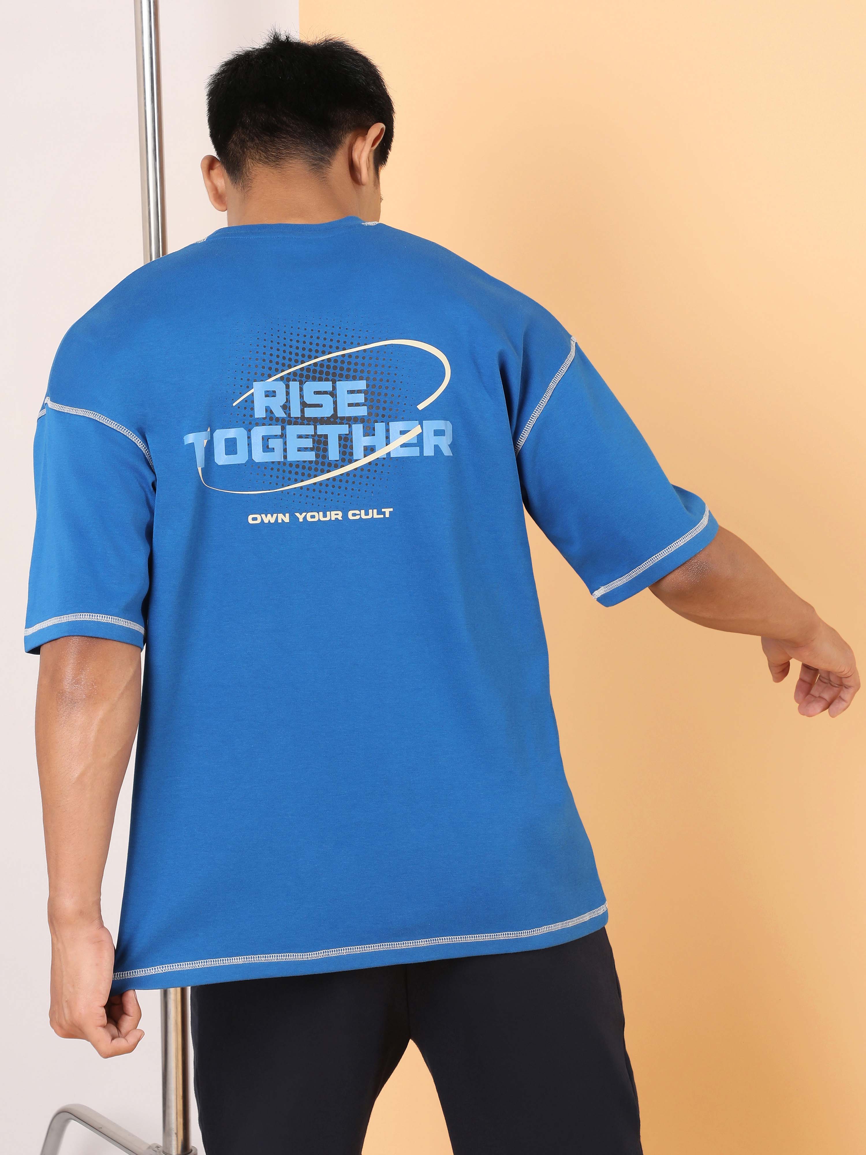 Men's Blue Rise Together Oversized T-shirt