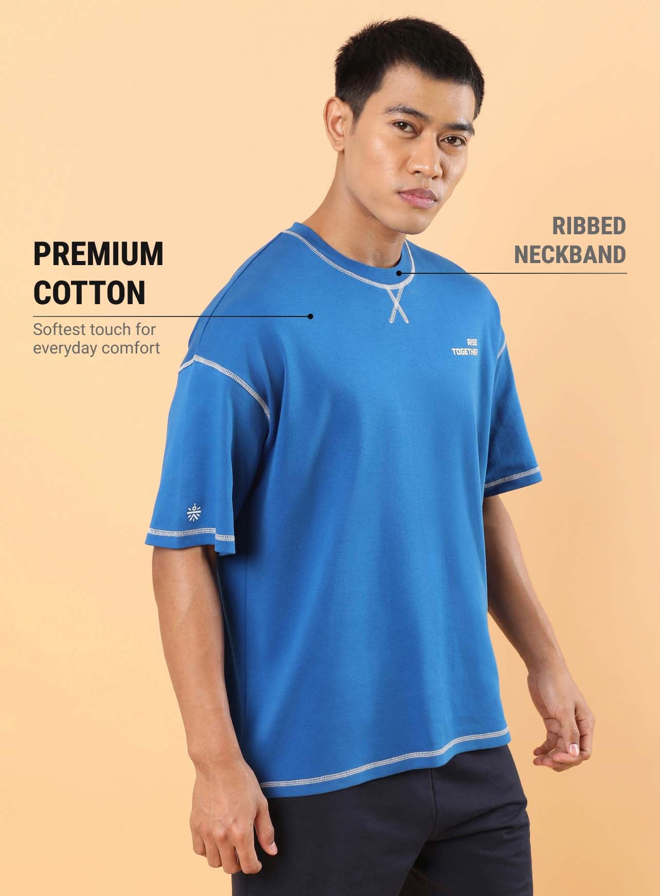 Men's Blue Rise Together Oversized T-shirt