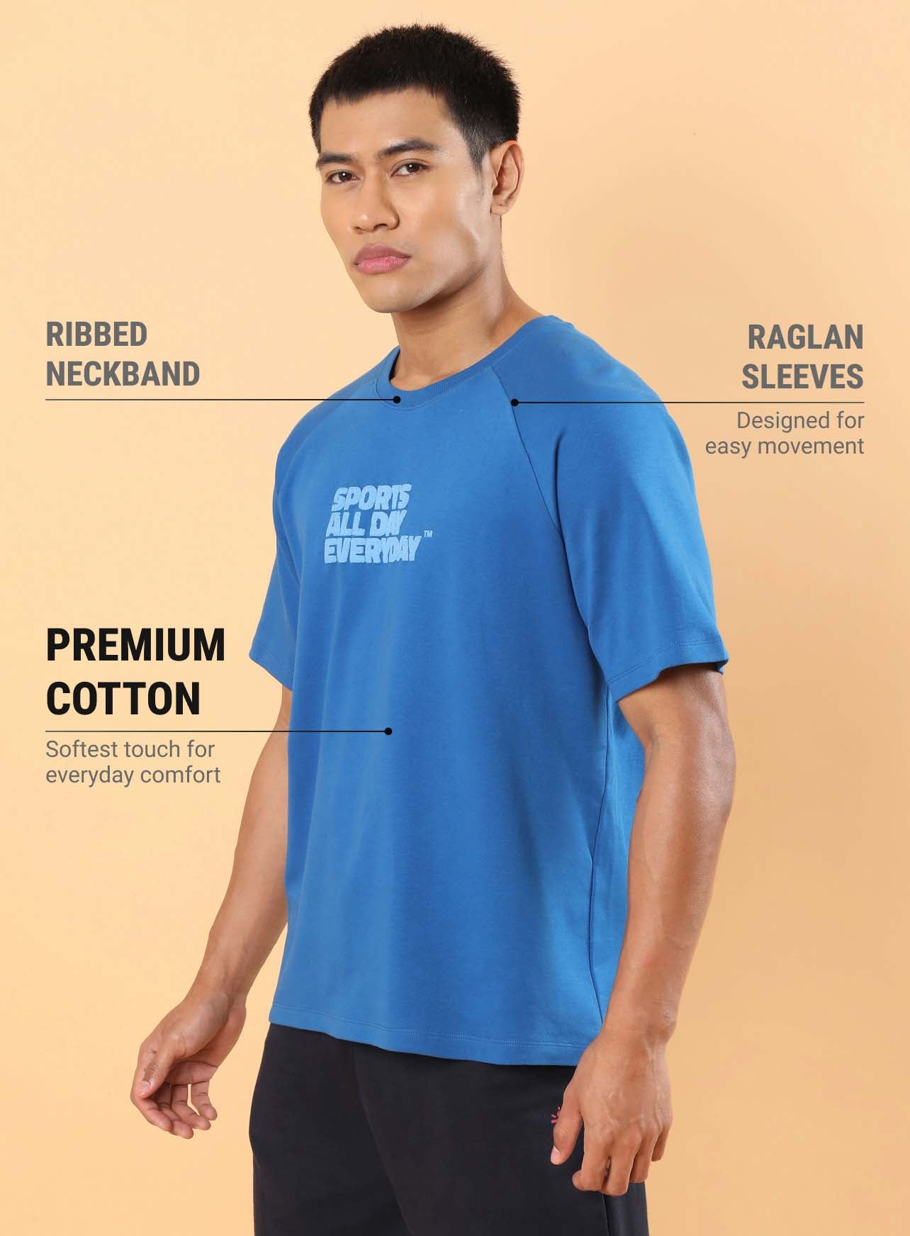 Men's Blue Sports Fan Relaxed fit T-shirt