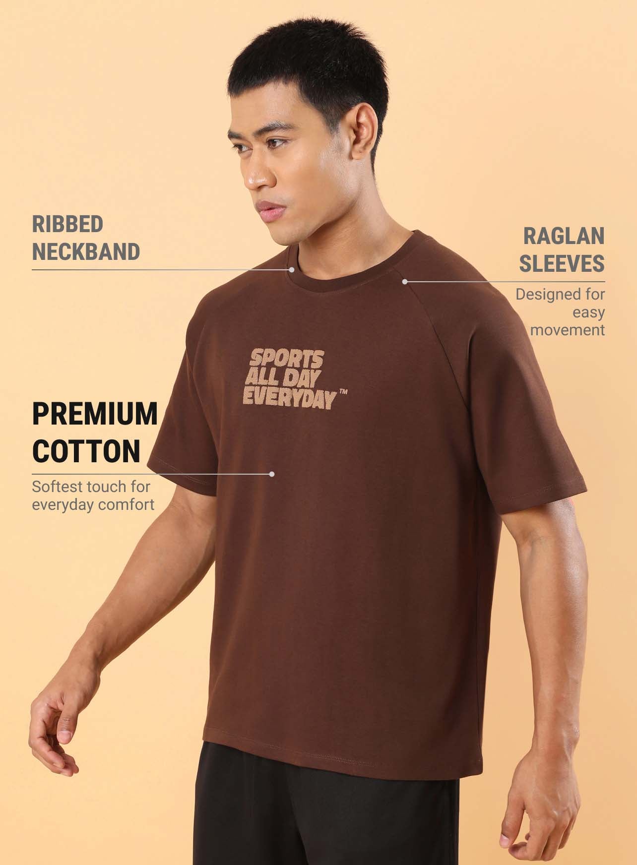 Men's Brown Sports Fan Relaxed fit T-shirt