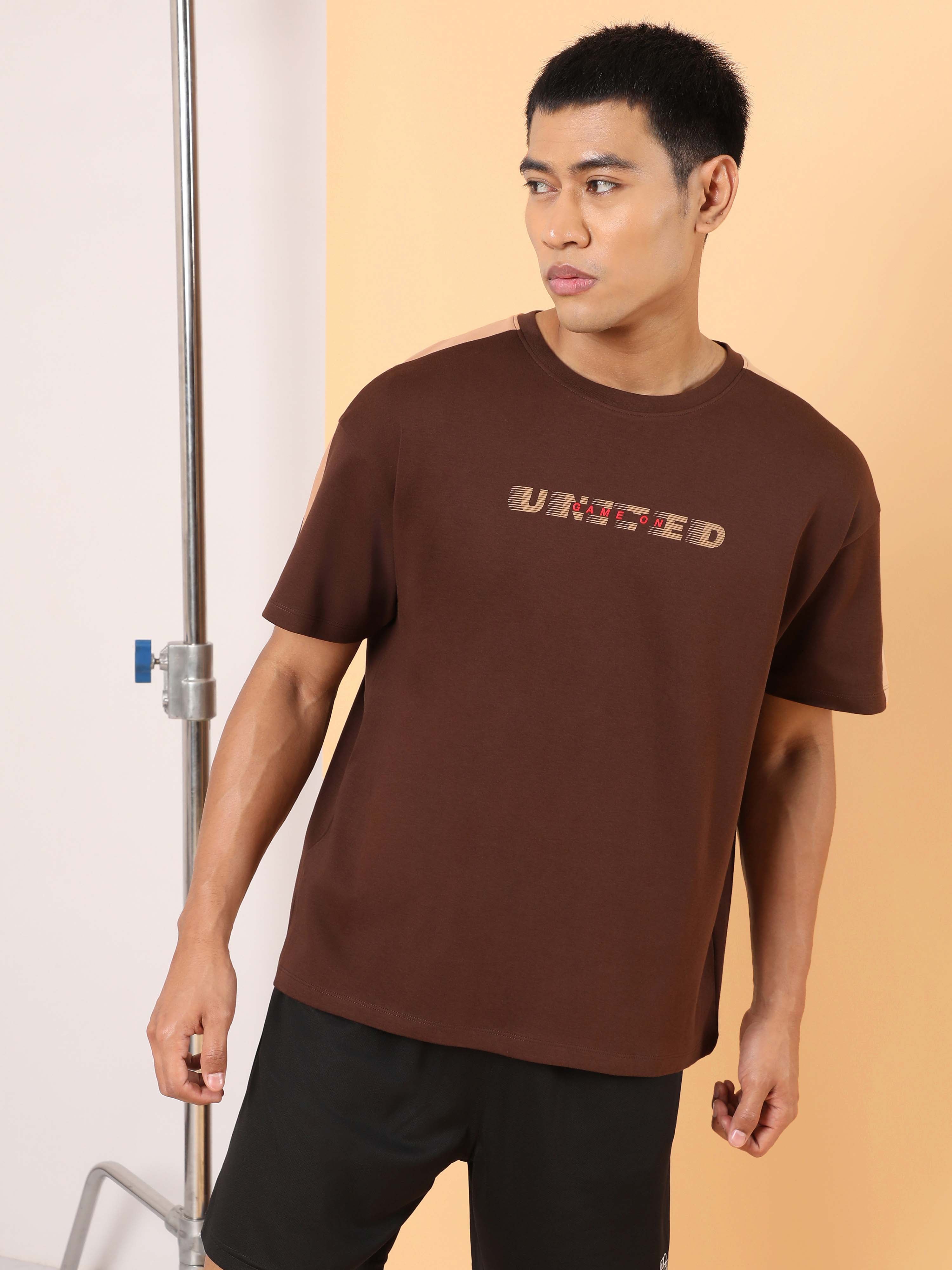 Men's Brown Game On Typo T-shirt