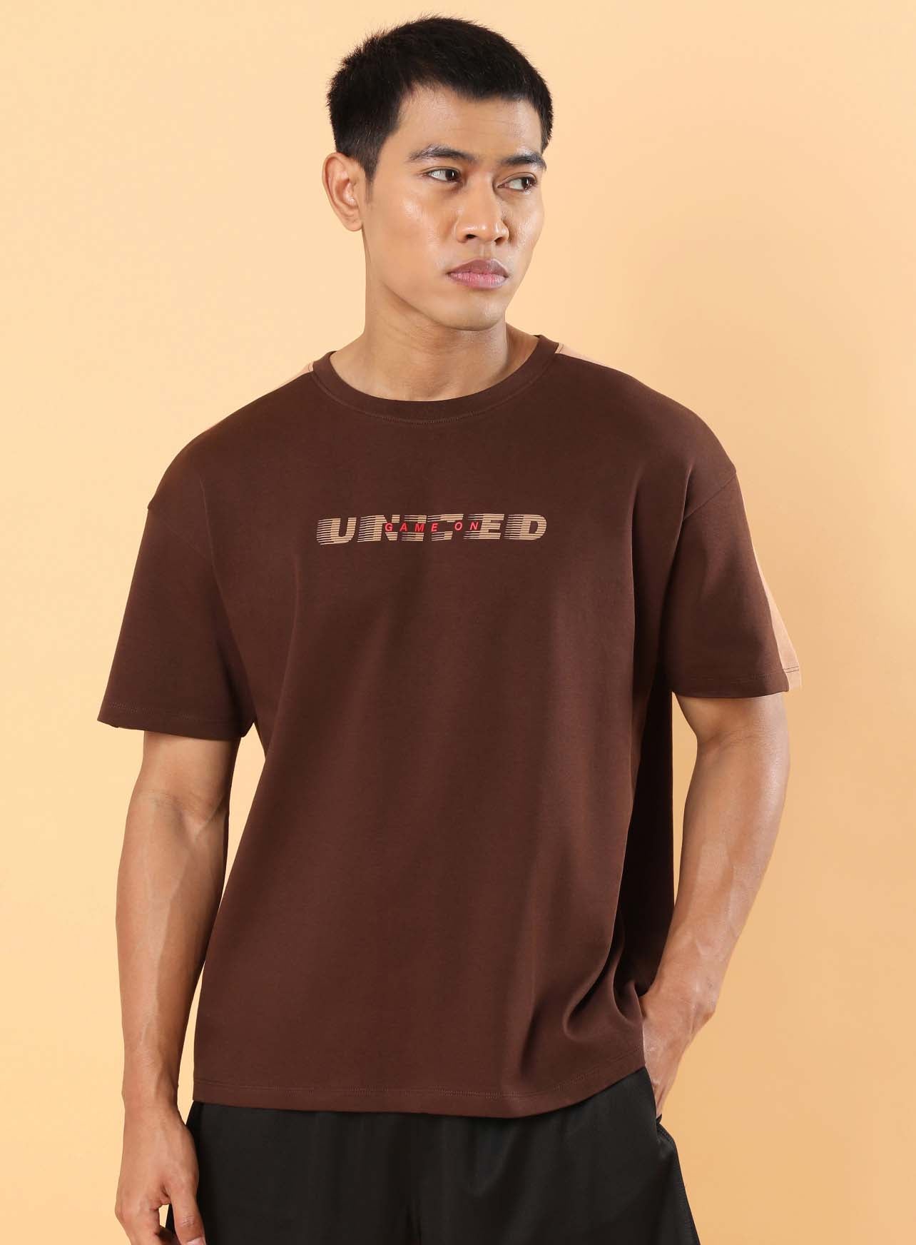 Men's Brown Game On Typo T-shirt