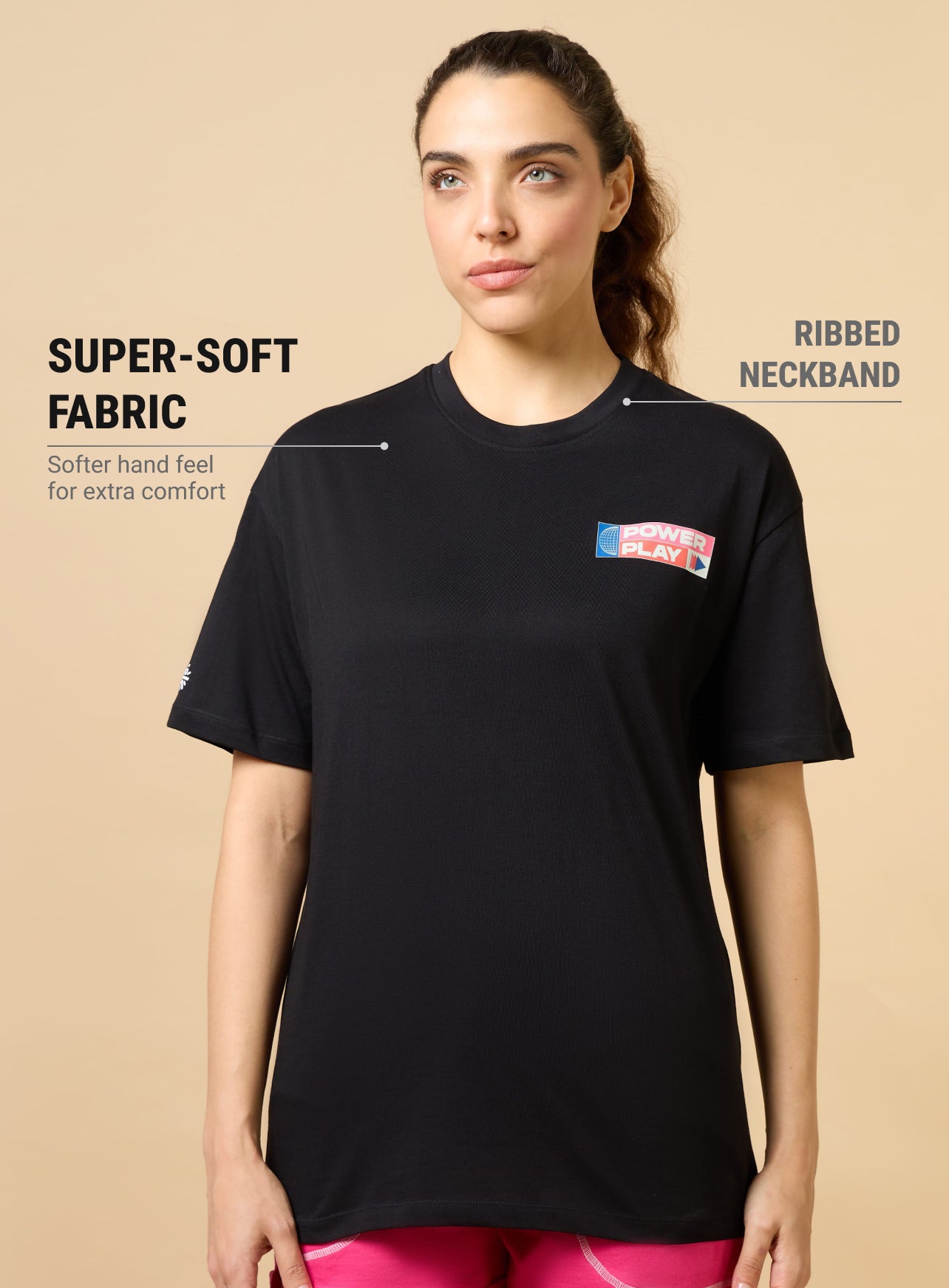 Women's Black Power Play Relaxed fit T-shirt