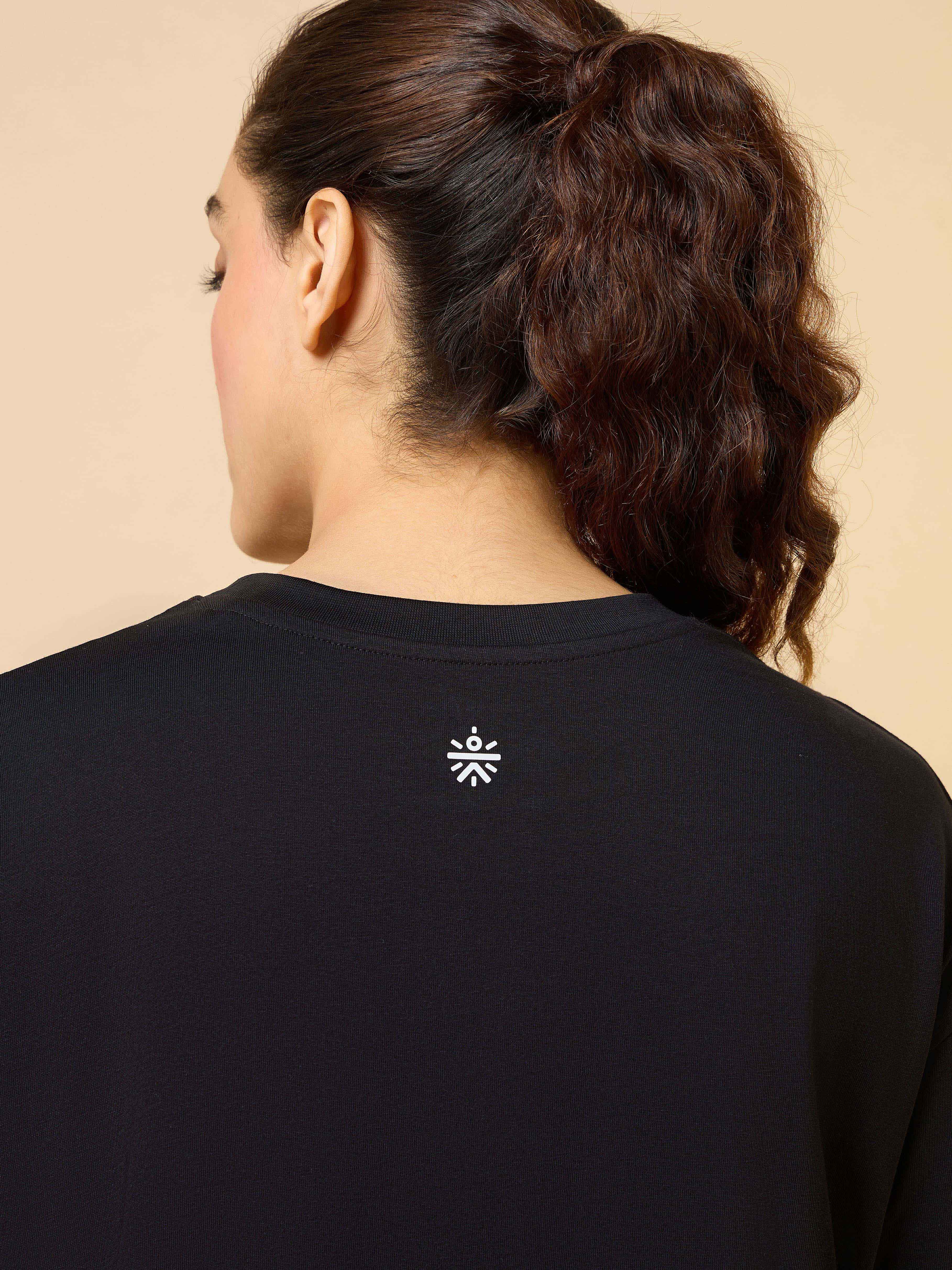 Women's Black Play in Leisure Relxed fit T-shirt