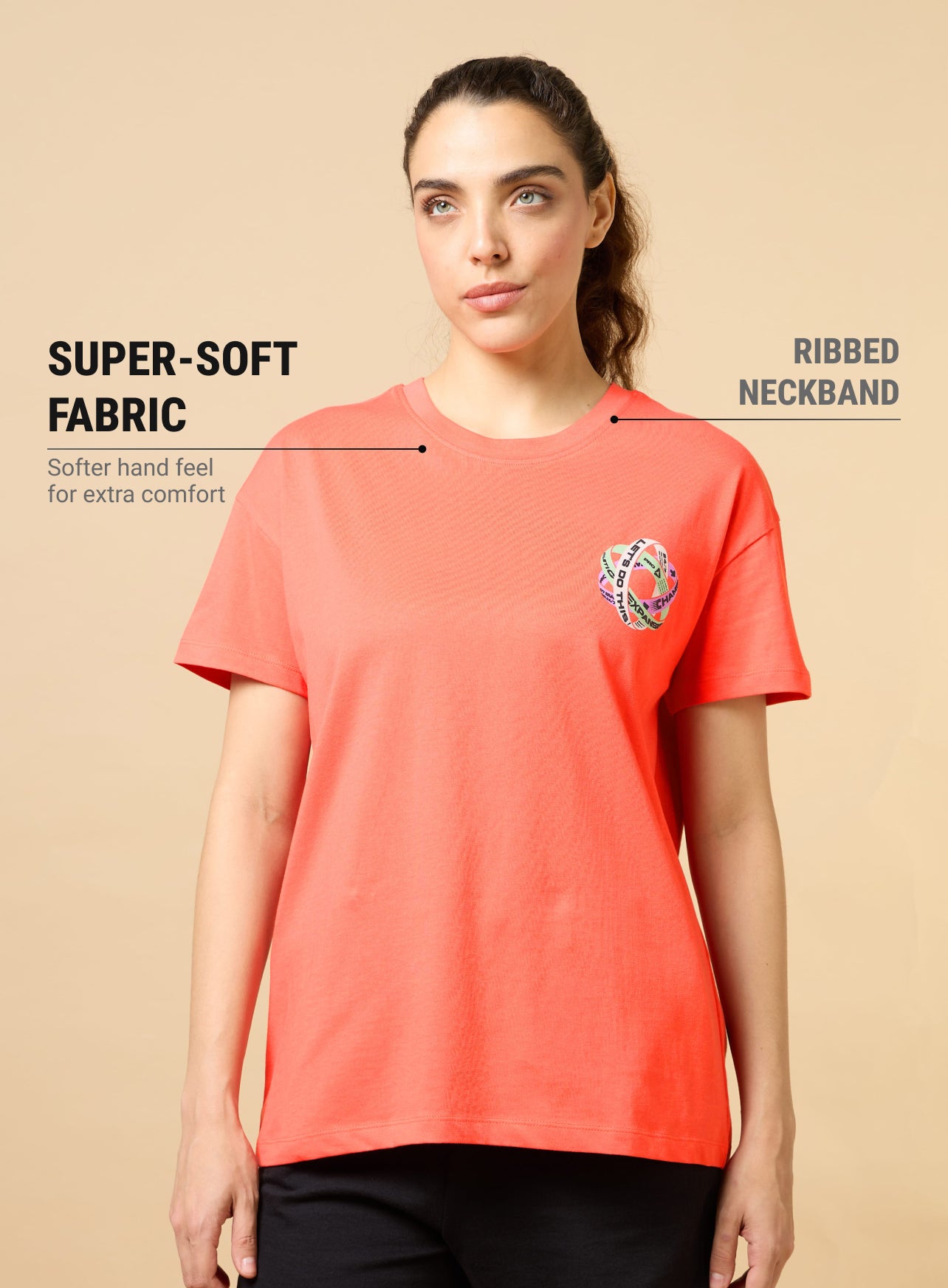 Women's Coral Play in Leisure Relxed fit T-shirt