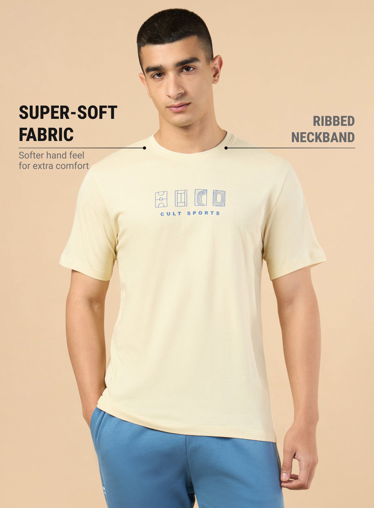 Men's Beige Cult Sport's Club T-shirt