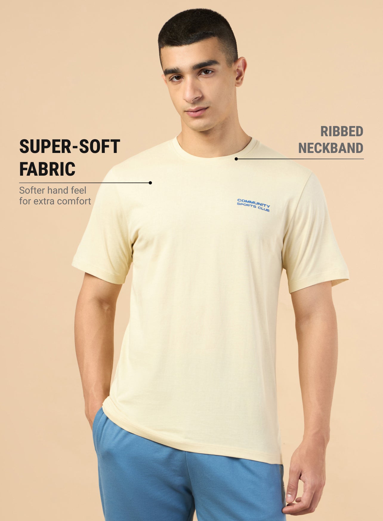 Men's Beige Sports Club Graphic T-shirt