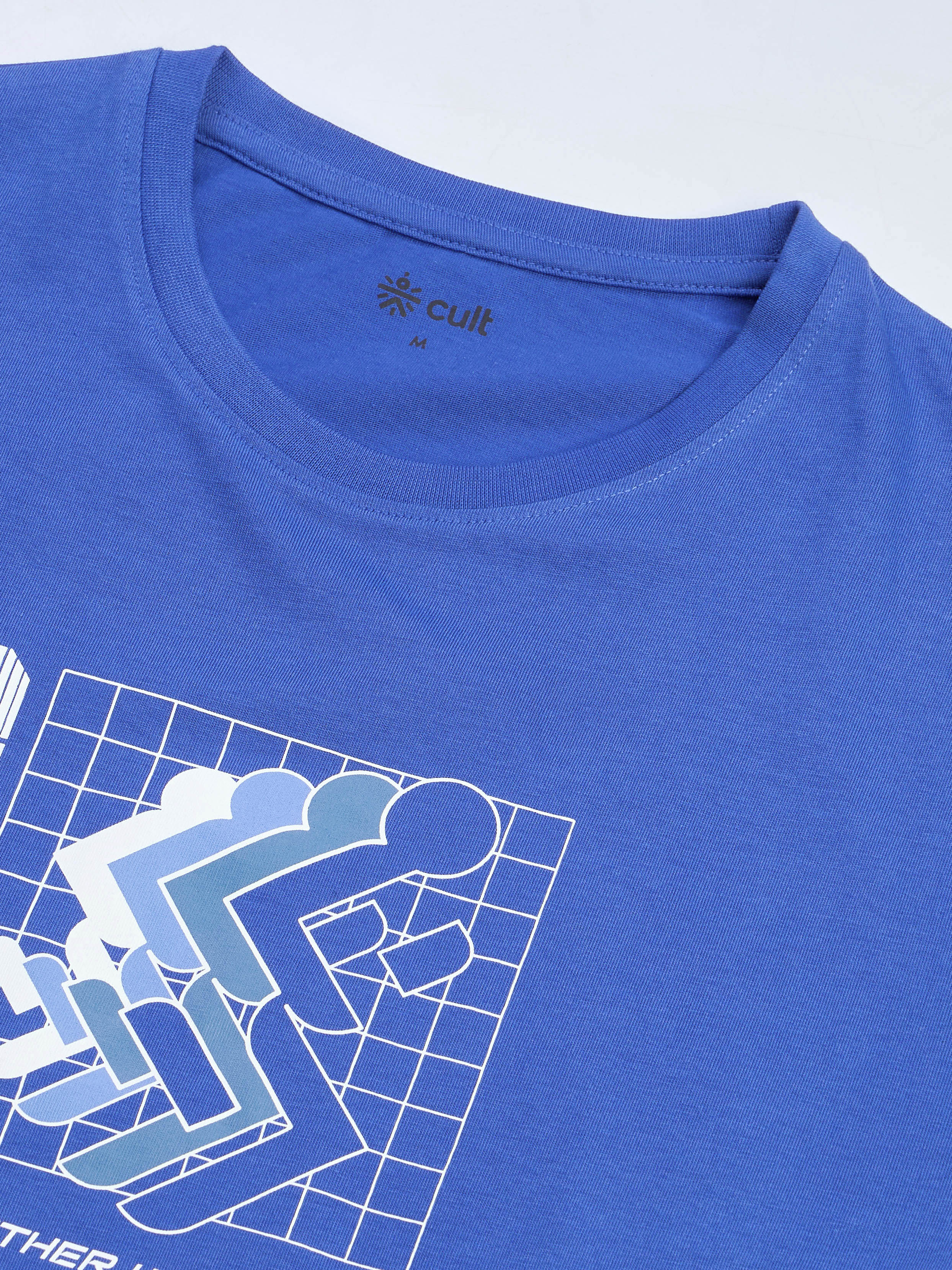 Men's Blue Marathon Graphic T-shirt