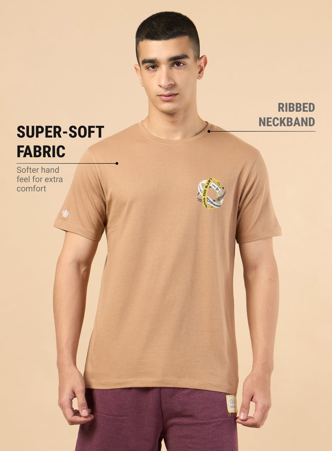 Men's Khaki Community Graphic T-shirt