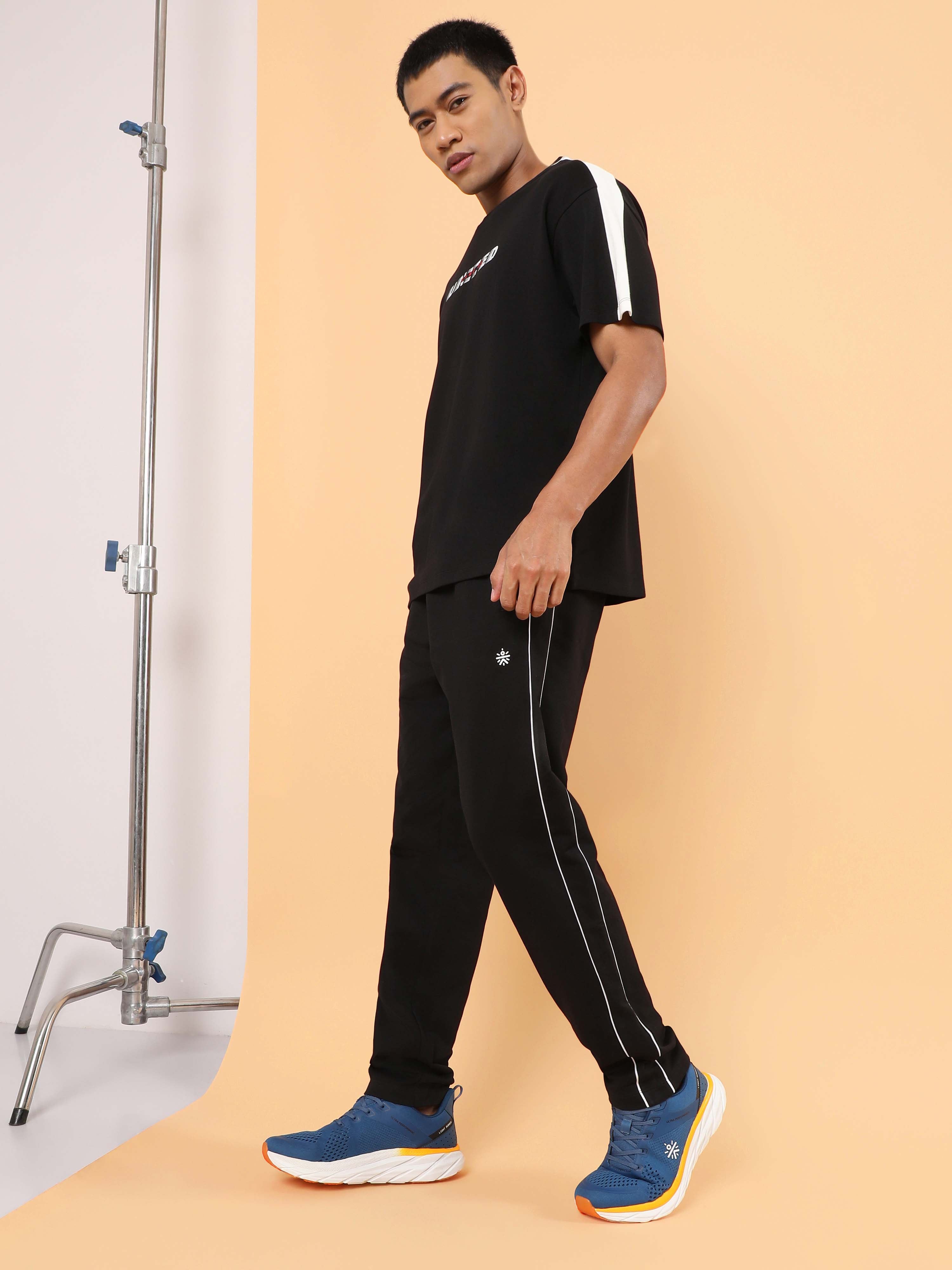 Men's Black Level Up Sports Trackpants
