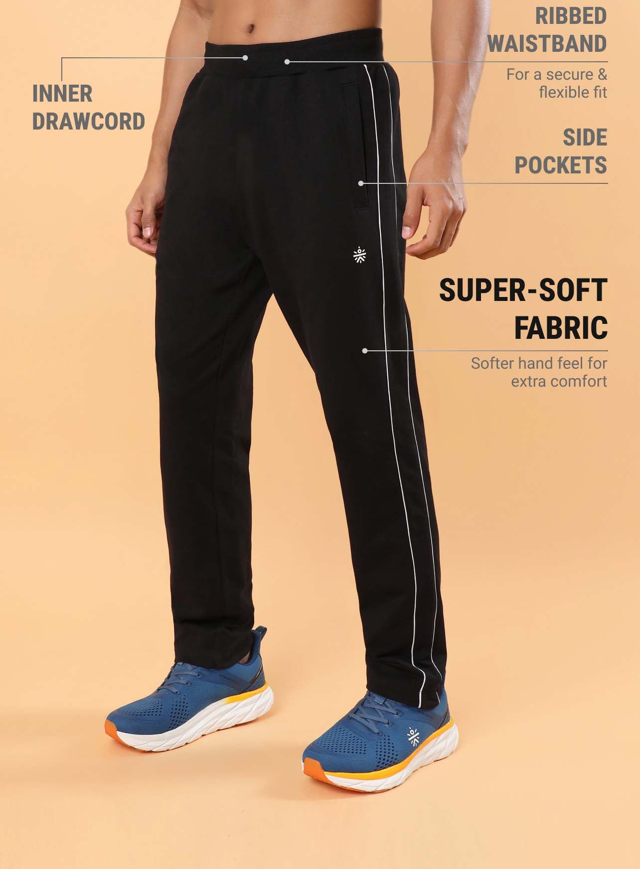 Men's Black Level Up Sports Trackpants