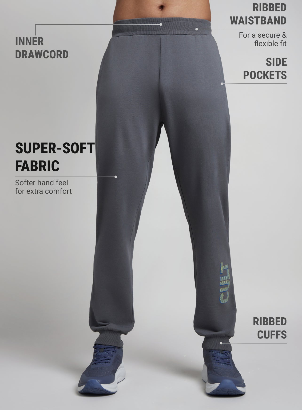 Men's Dark Grey Club Brand Carrier Joggers