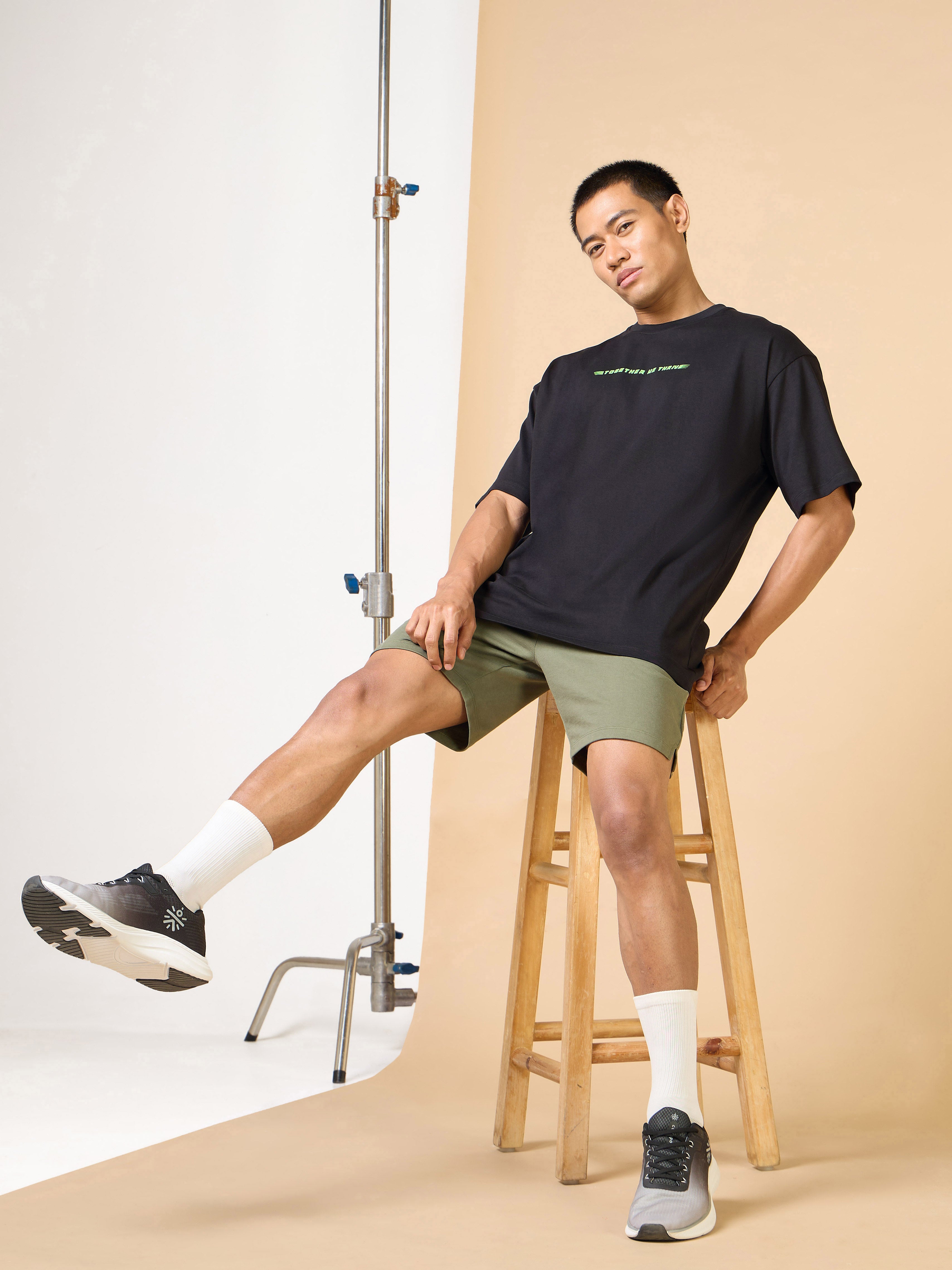 Men's Black Community Graphic Oversized T-shirt