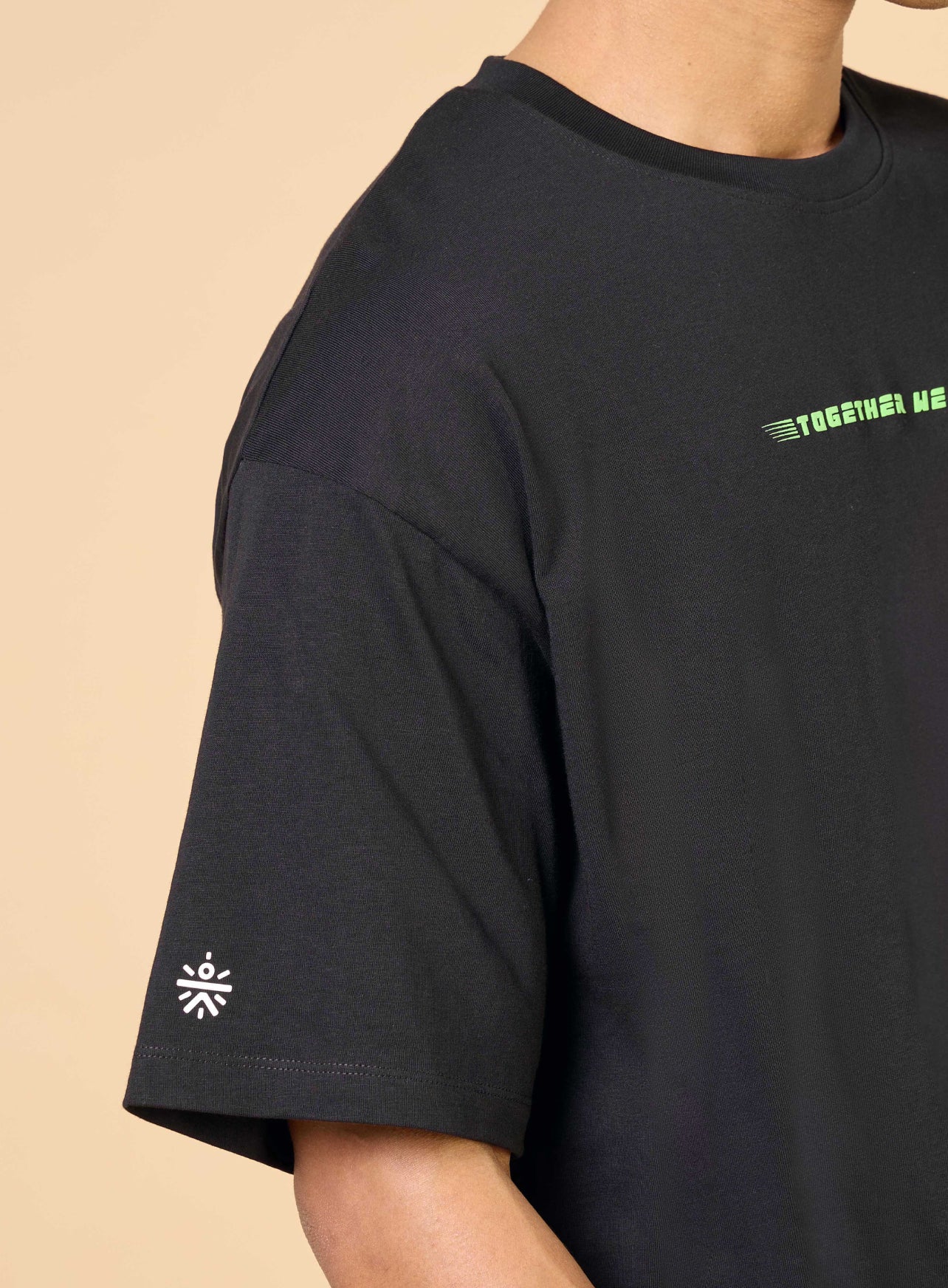 Men's Black Community Graphic Oversized T-shirt