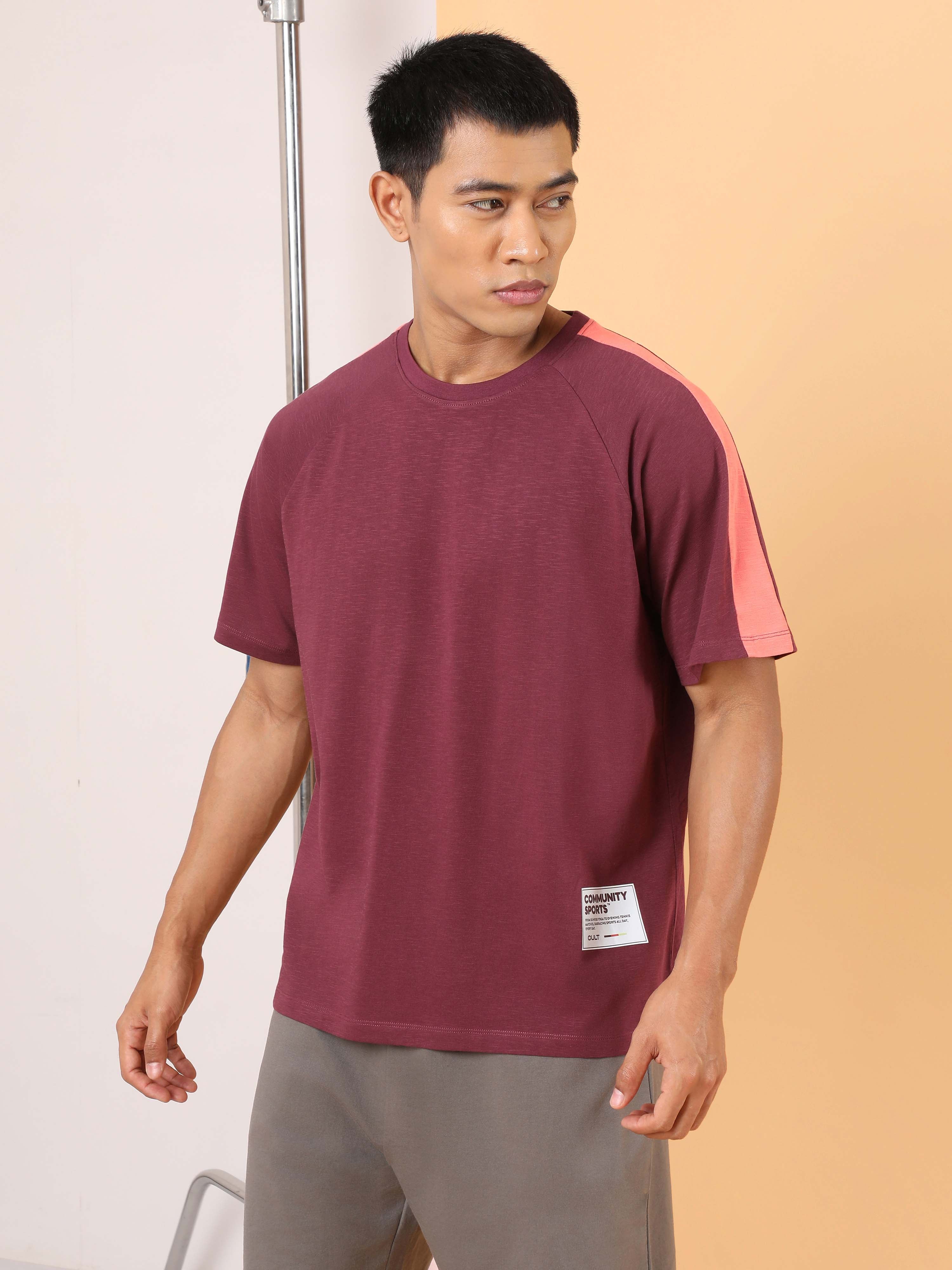 Men's Maroon Community Sports Relaxed fit T-shirt