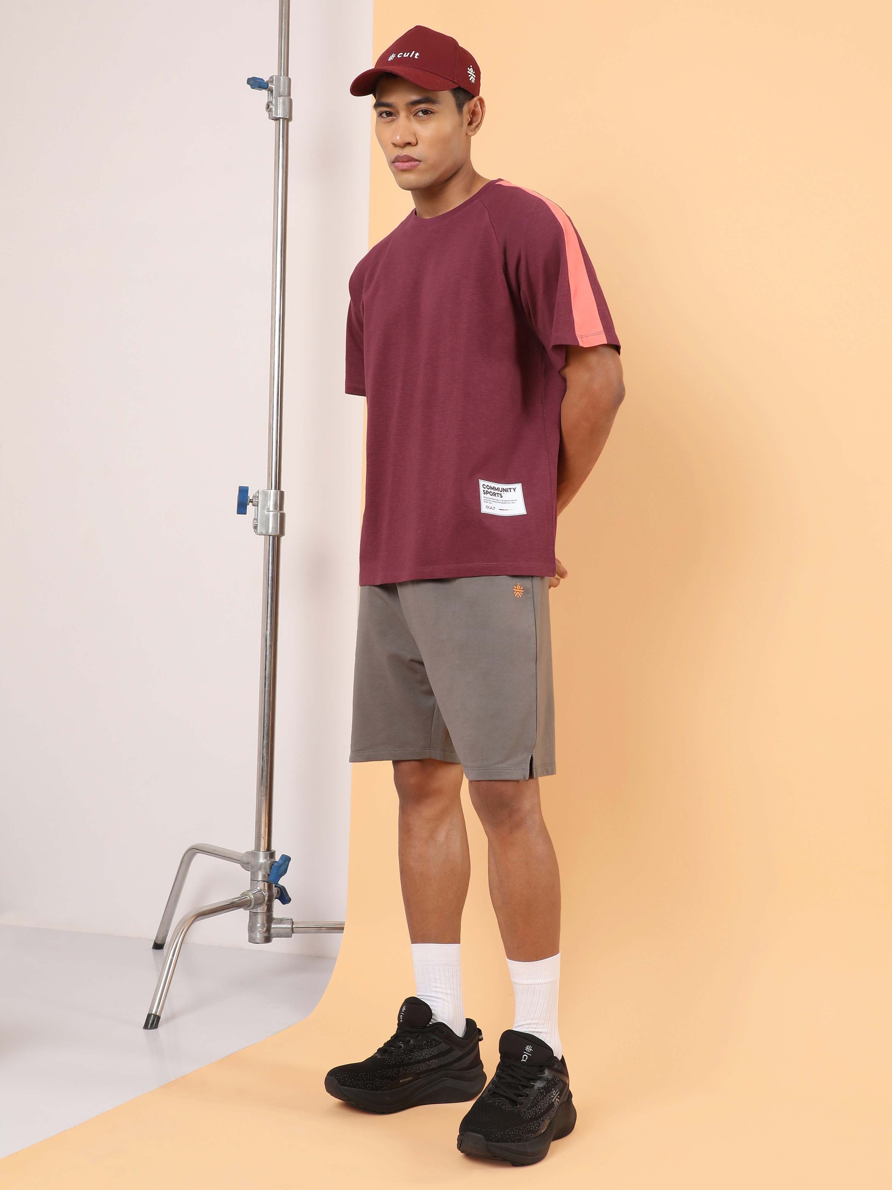 Men's Maroon Community Sports Relaxed fit T-shirt