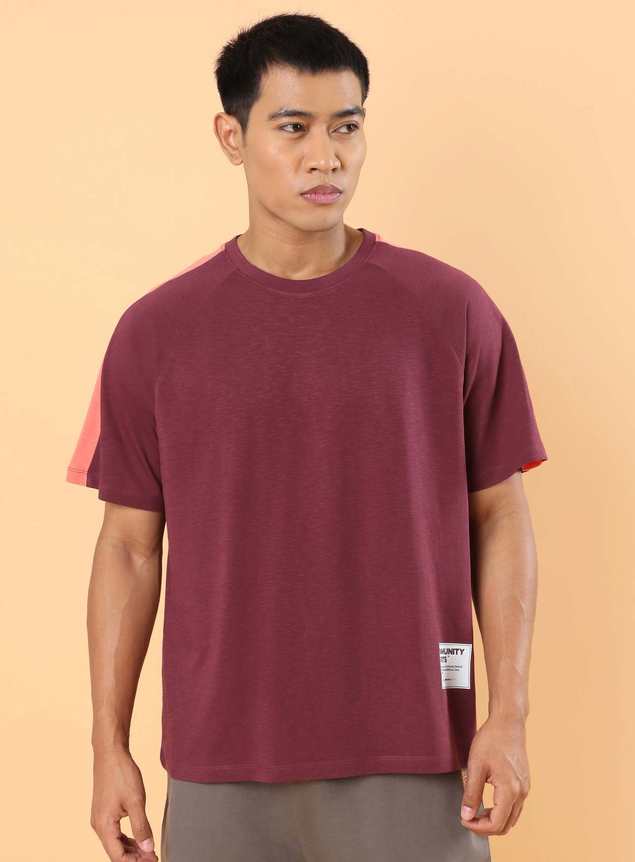 Men's Maroon Community Sports Relaxed fit T-shirt