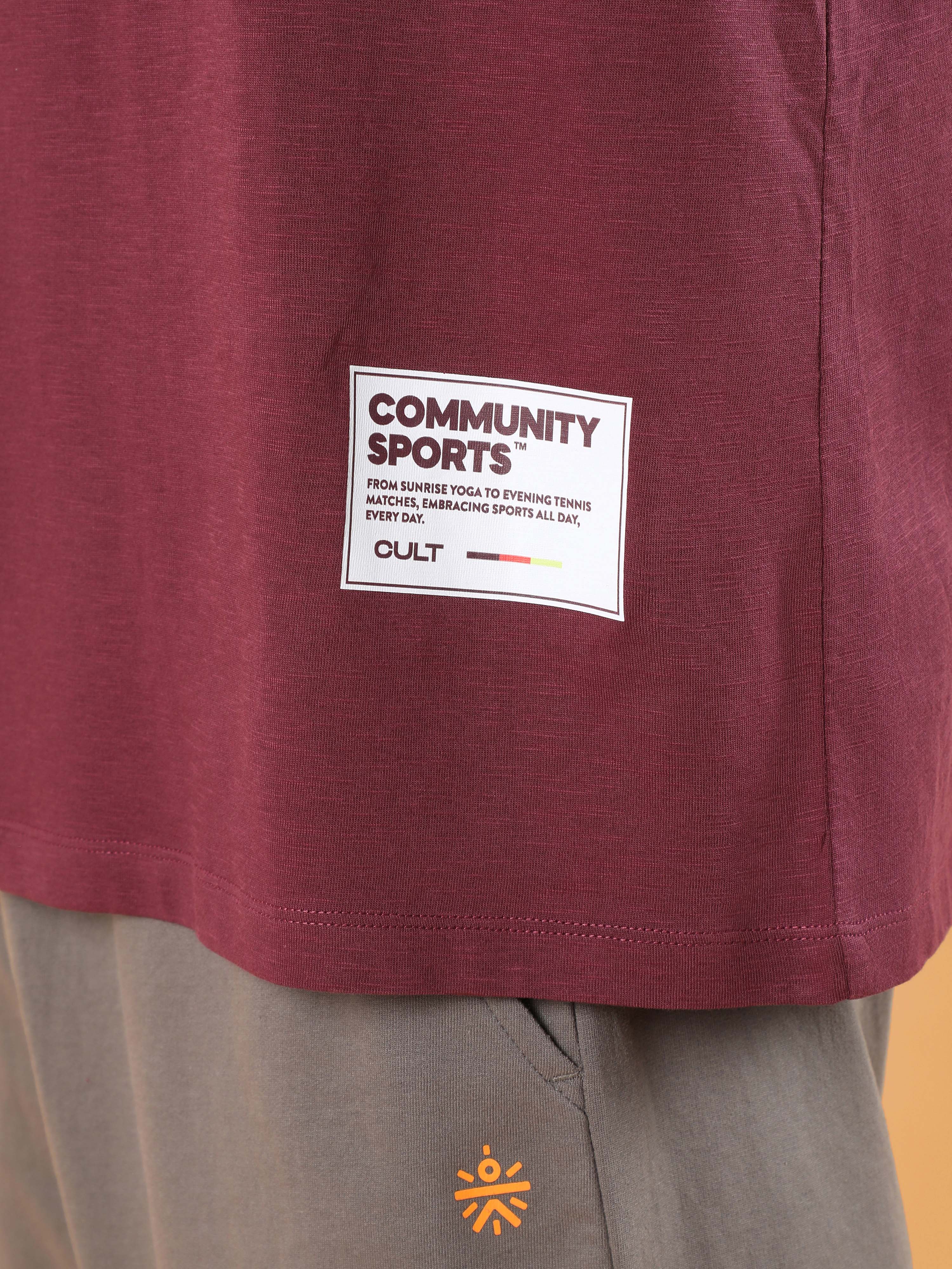 Men's Maroon Community Sports Relaxed fit T-shirt