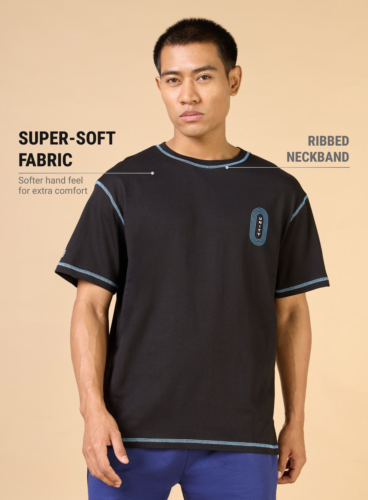 Men's Black United Sports Relaxed fit T-shirt