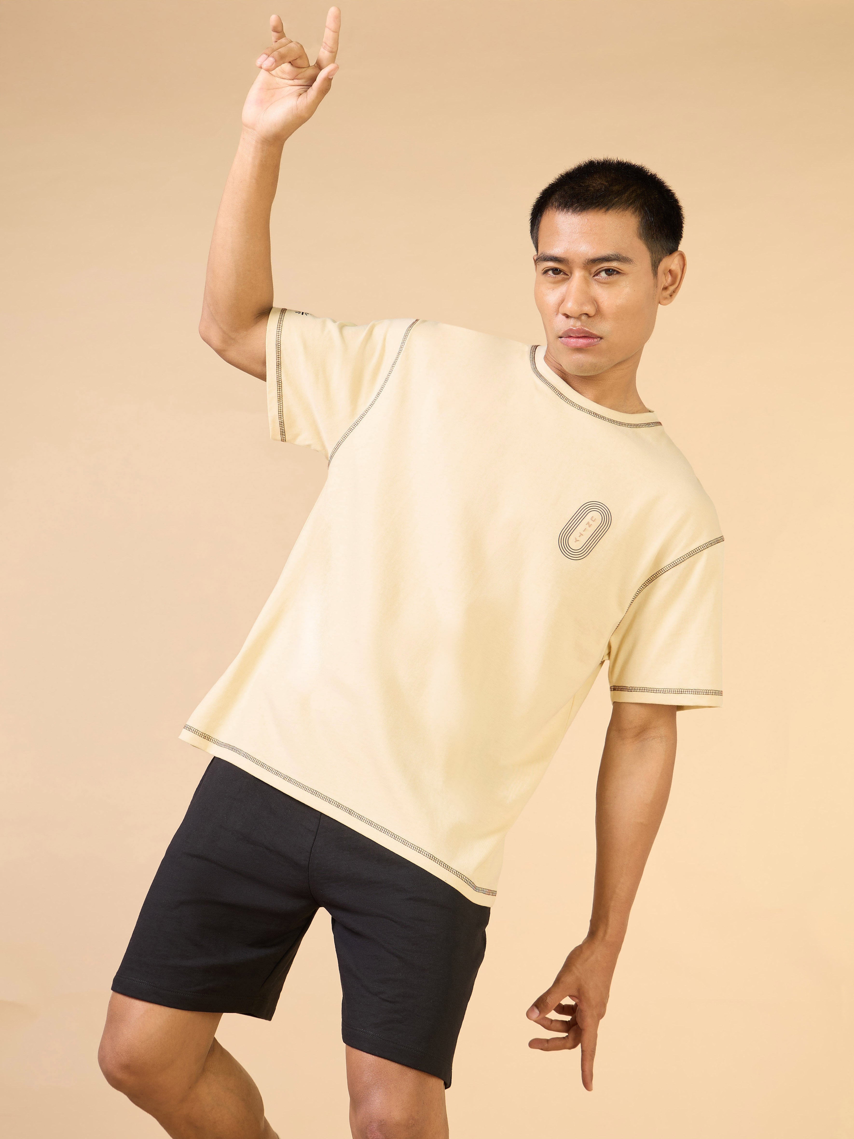 Men's Beige United Sports Relaxed fit T-shirt