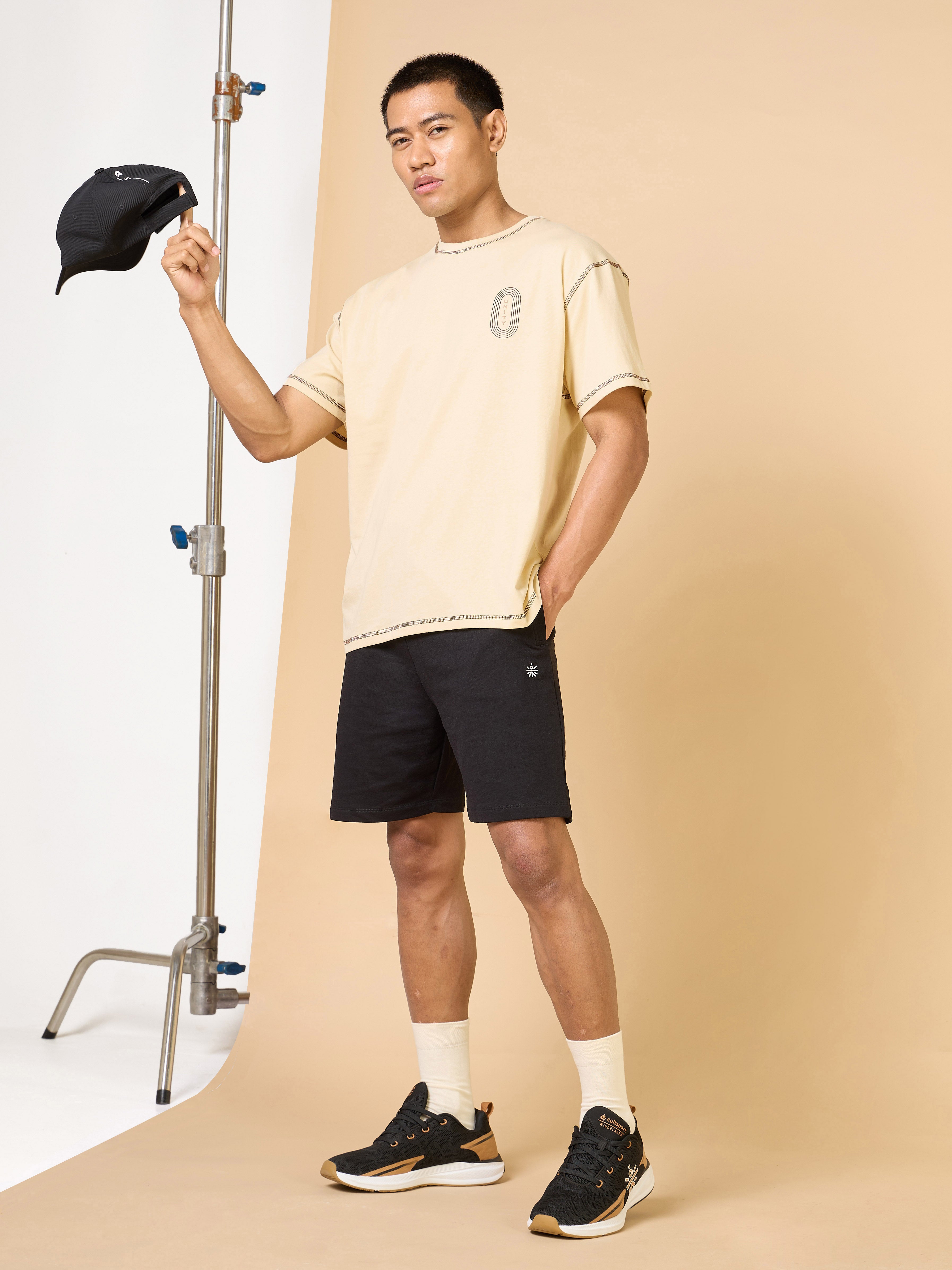 Men's Beige United Sports Relaxed fit T-shirt