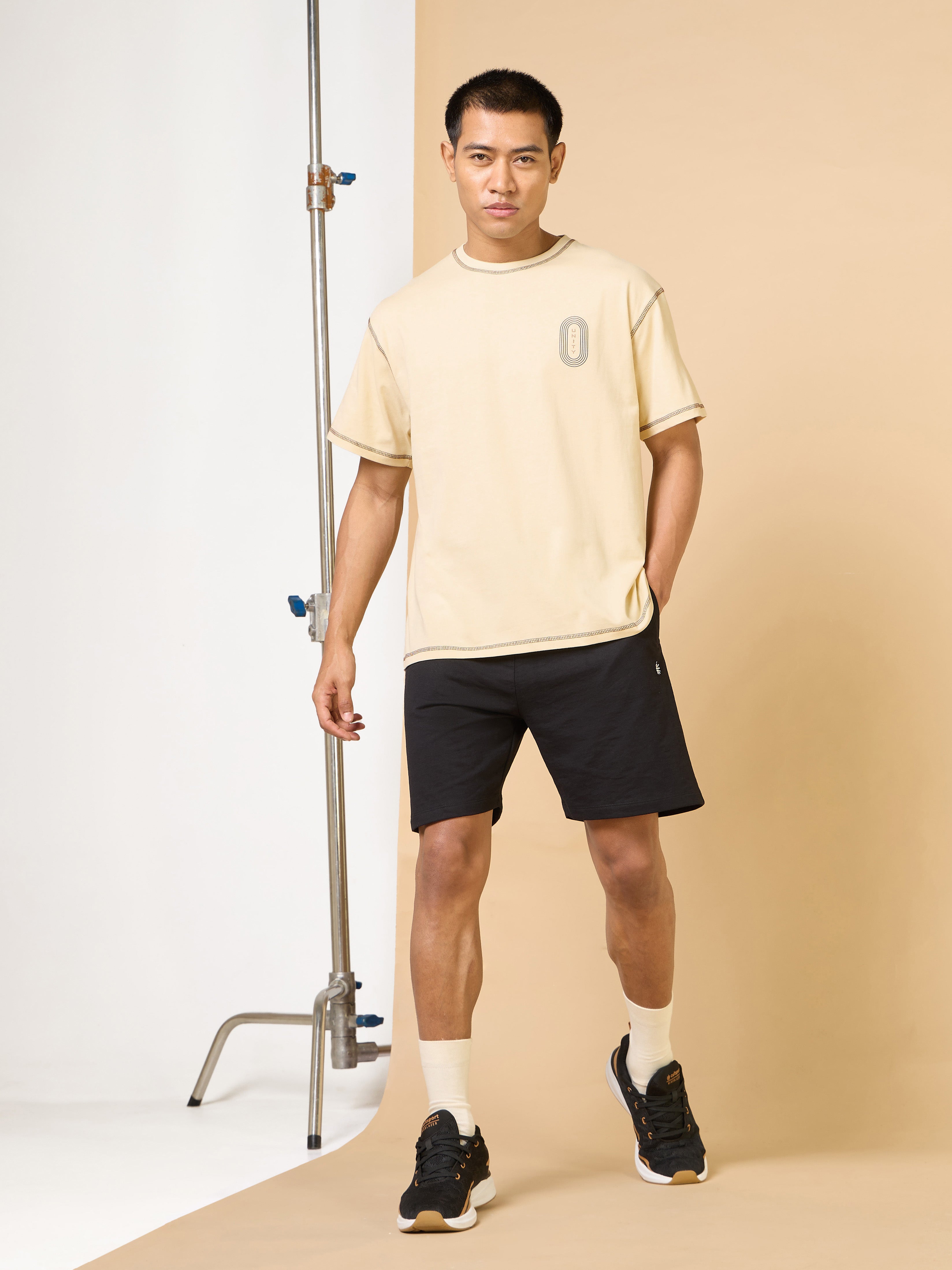 Men's Beige United Sports Relaxed fit T-shirt