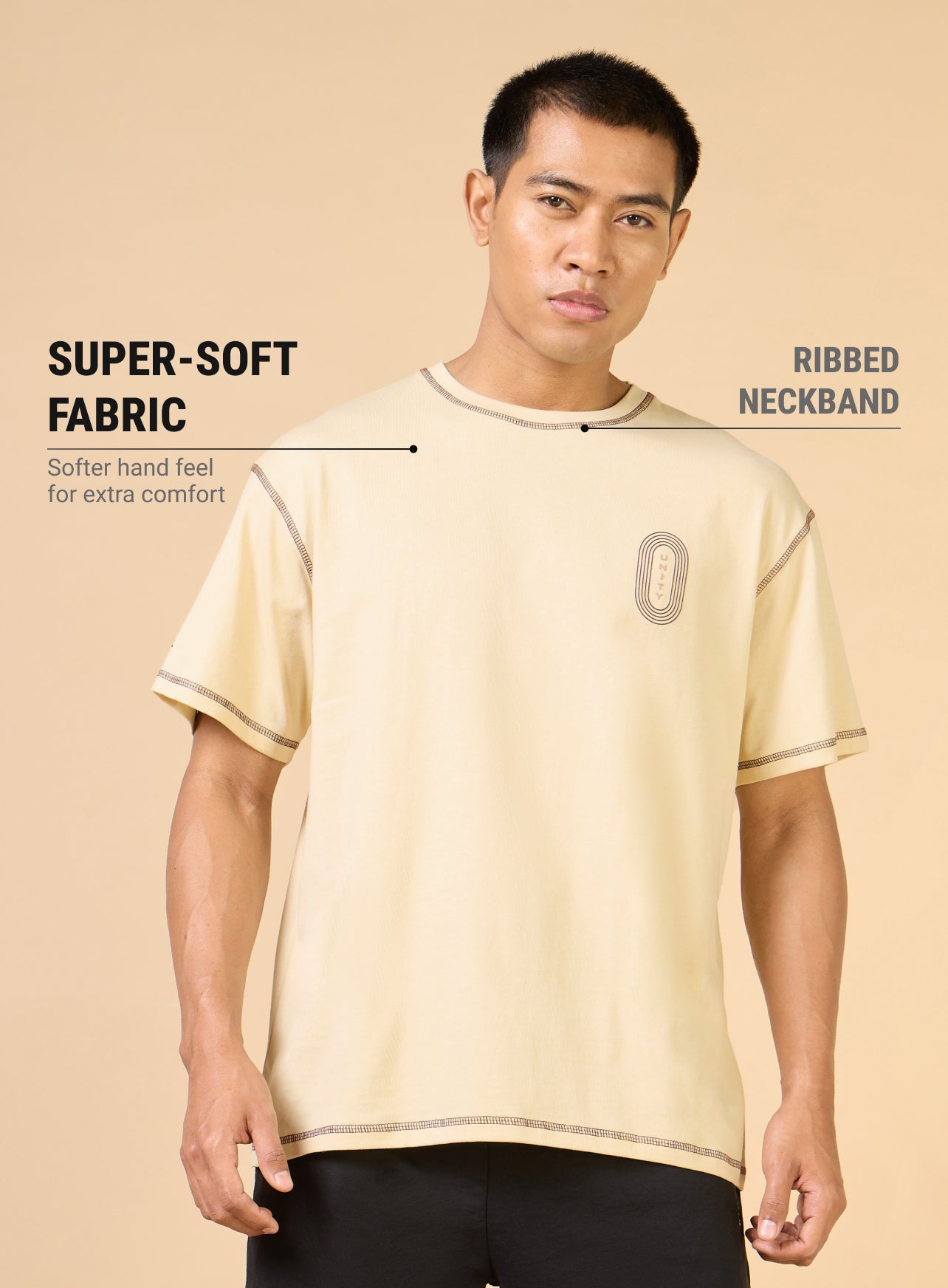 Men's Beige United Sports Relaxed fit T-shirt