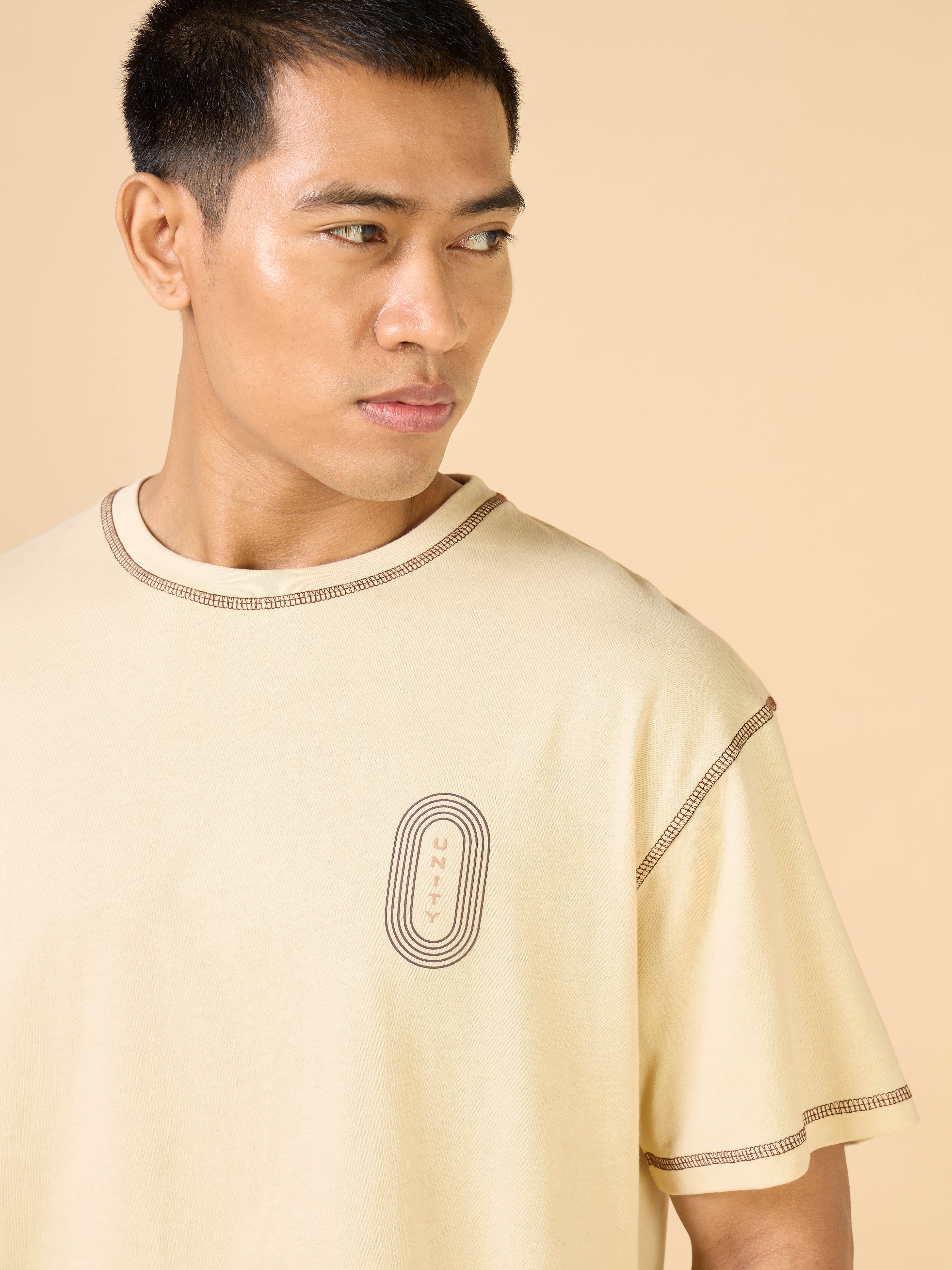Men's Beige United Sports Relaxed fit T-shirt