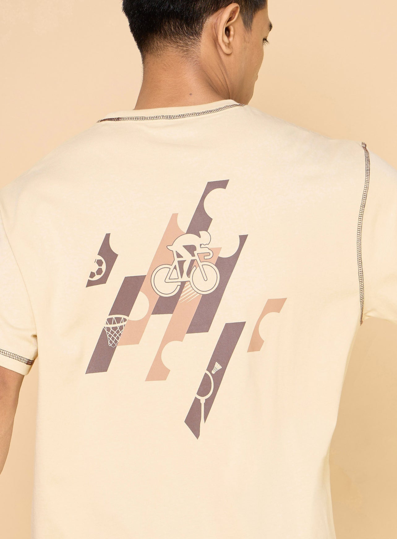 Men's Beige United Sports Relaxed fit T-shirt