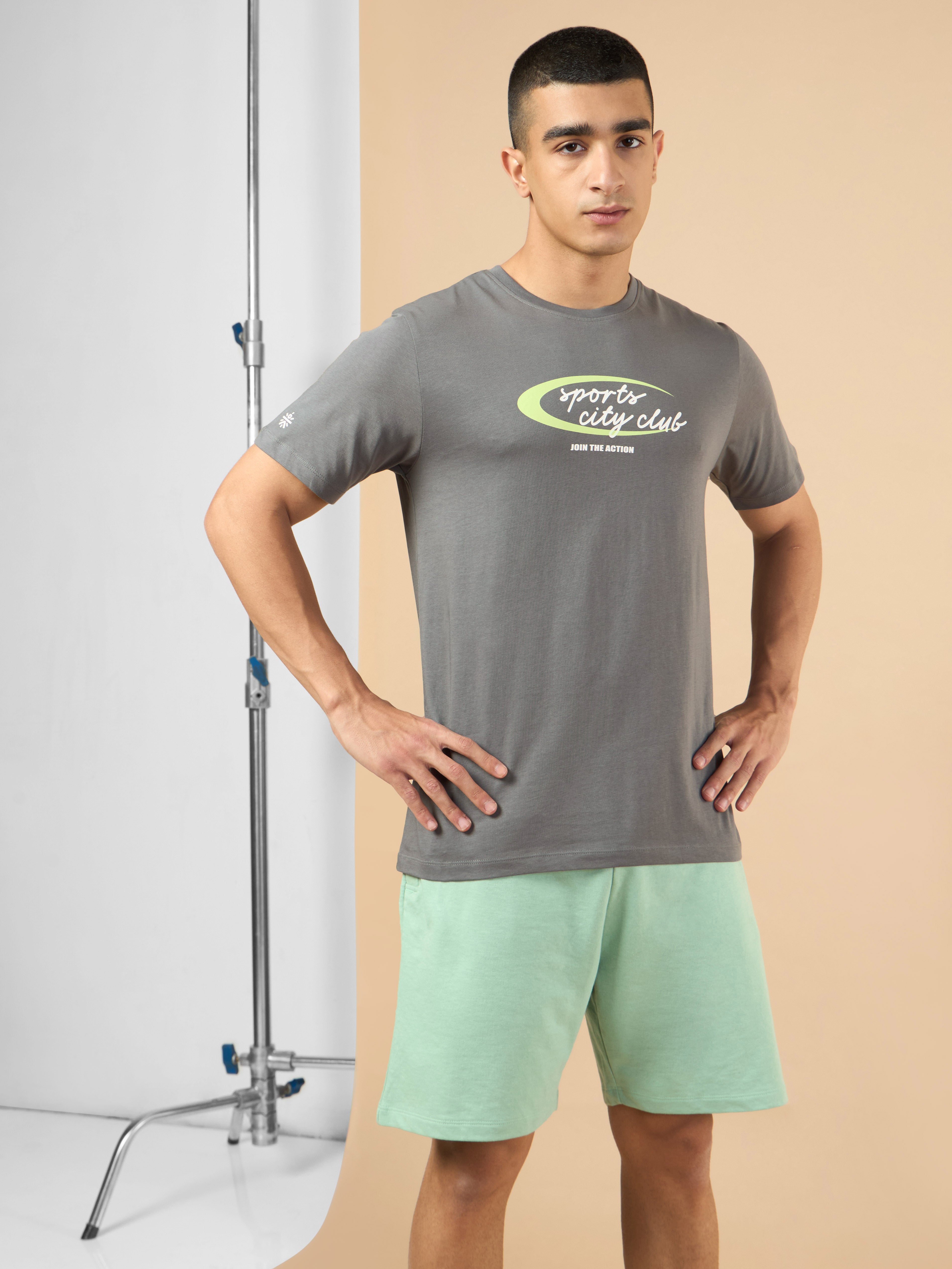 Men's Dark Grey Sports City Club Graphic T-shirt