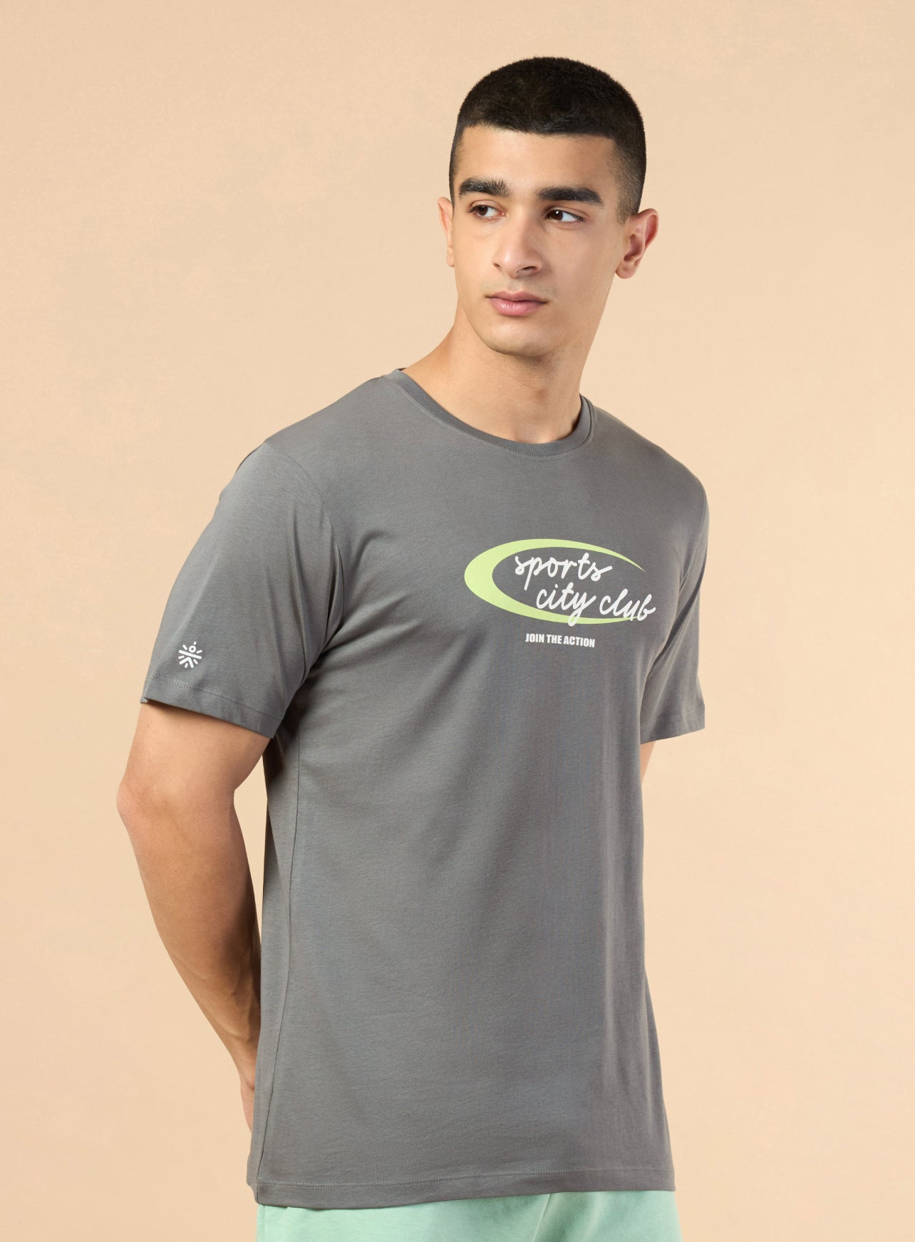 Men's Dark Grey Sports City Club Graphic T-shirt