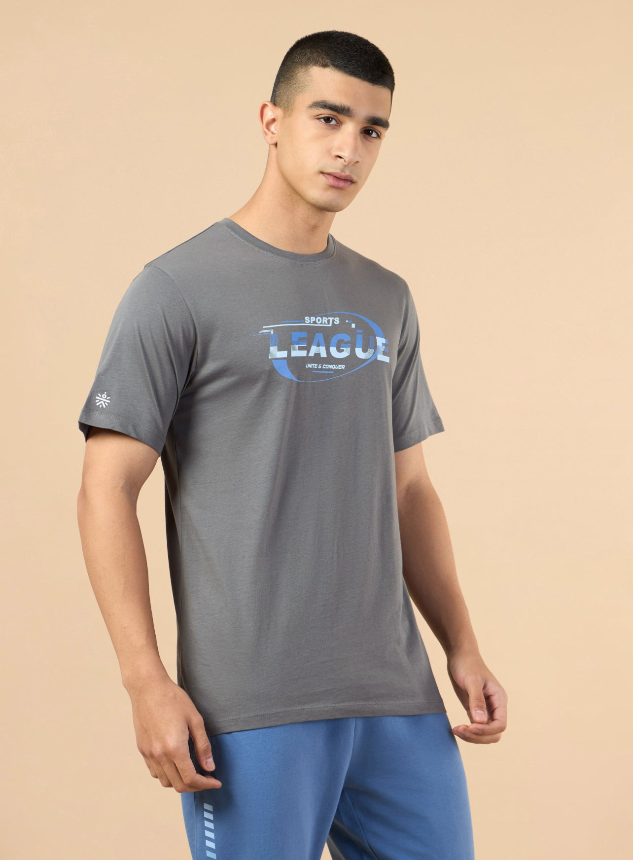 Men's Dark Grey Sports League Graphic T-shirt