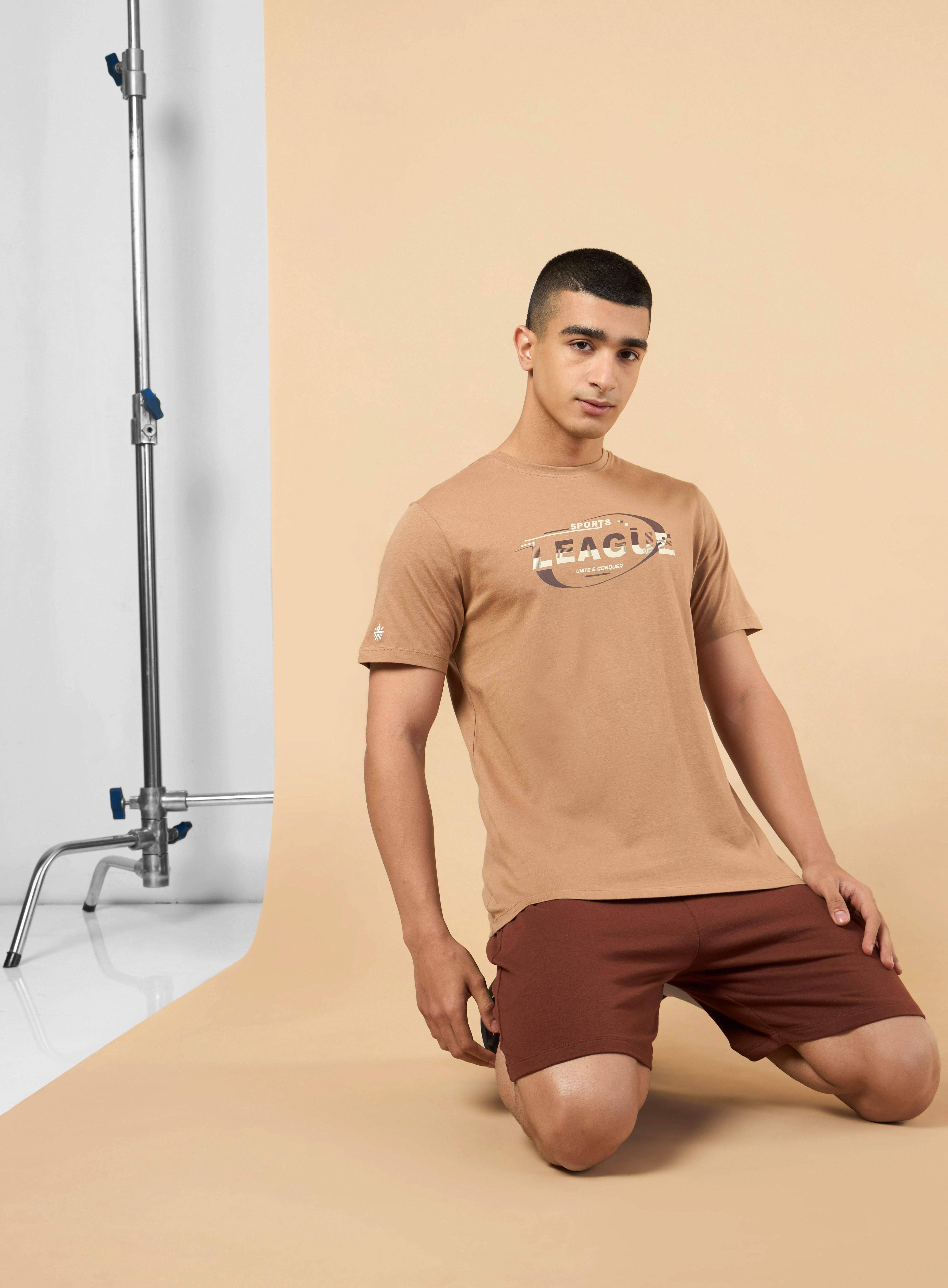 Men's Khaki Sports League Graphic T-shirt