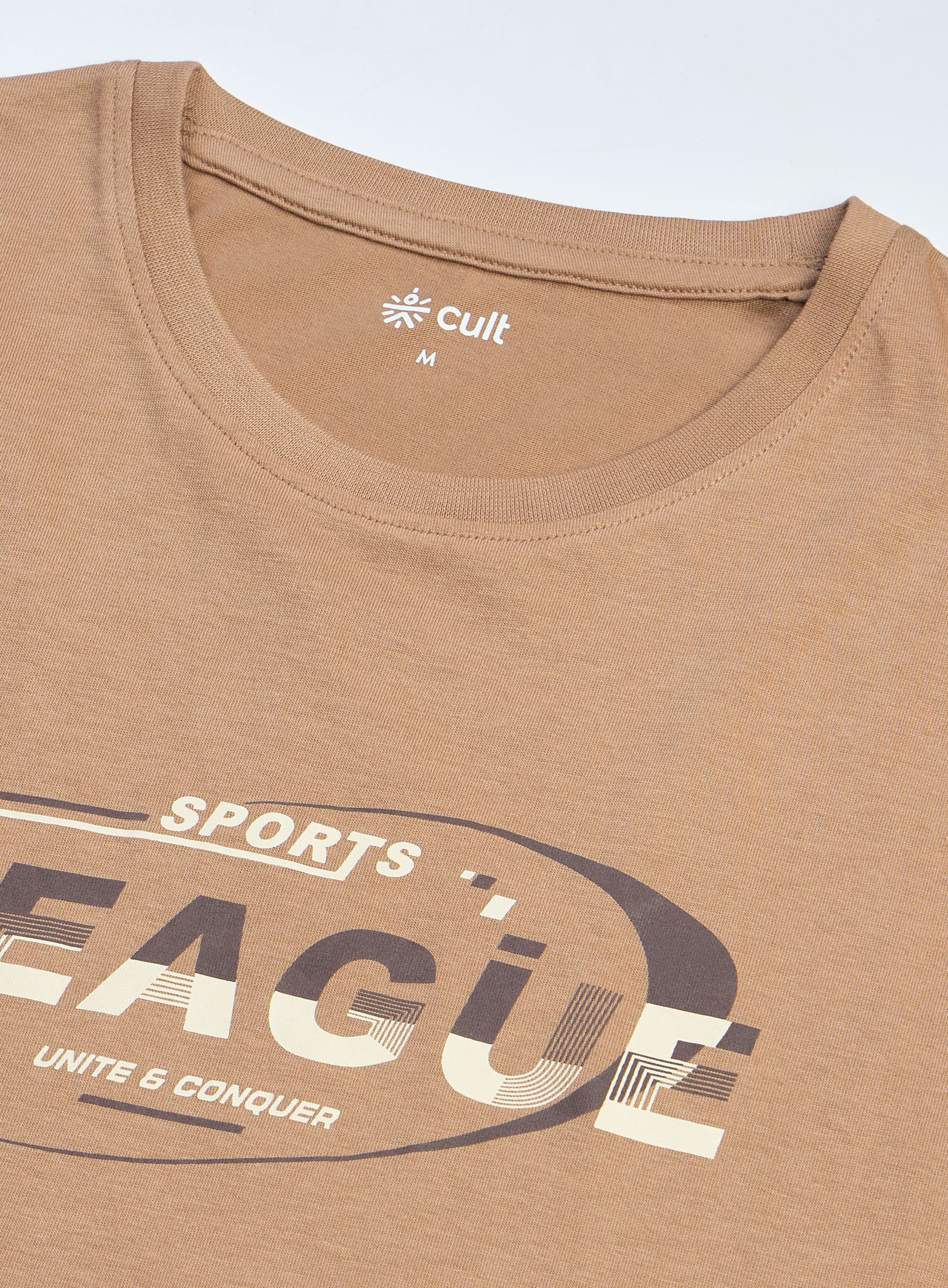 Men's Khaki Sports League Graphic T-shirt