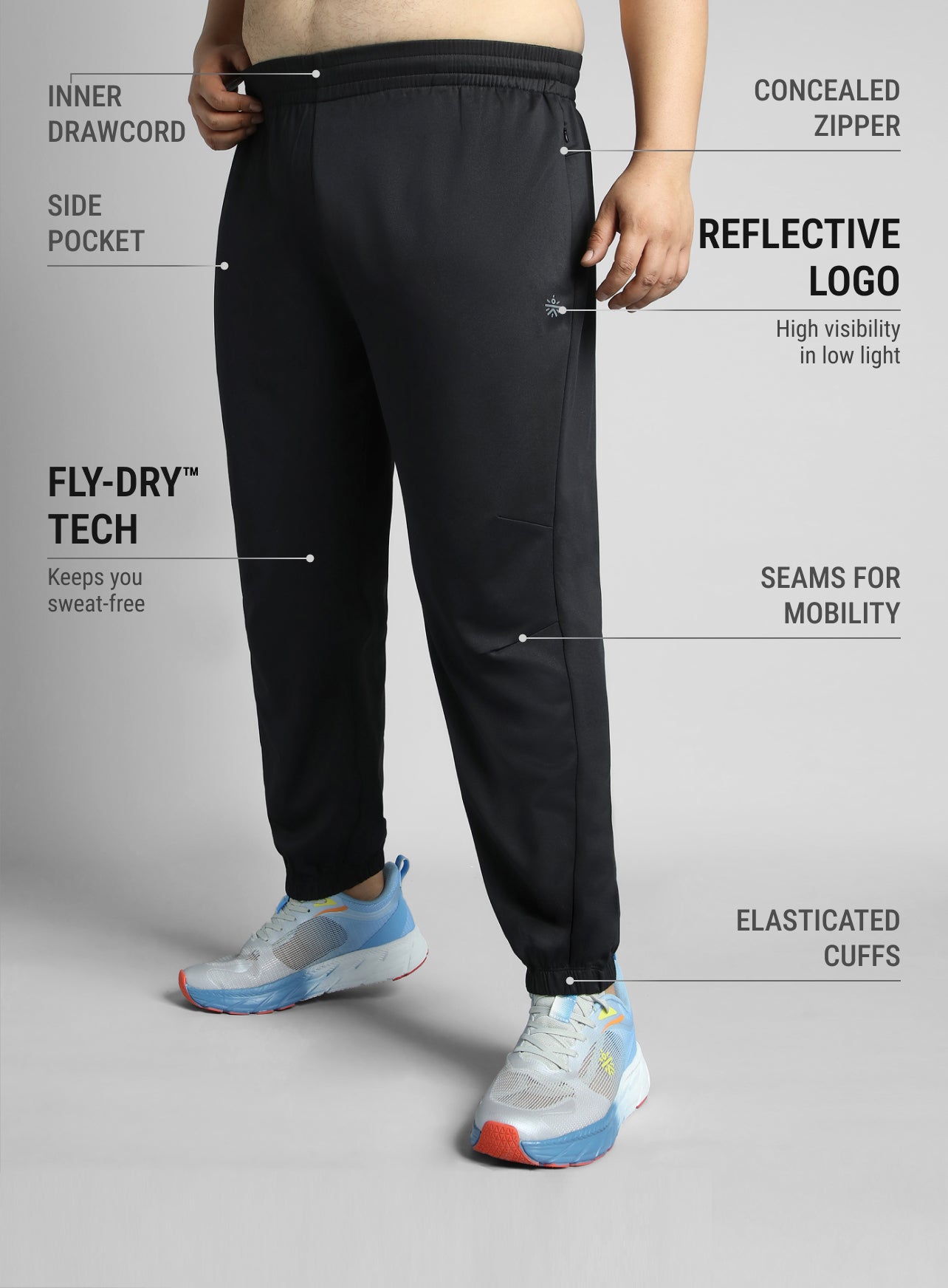 Men's Black Plus Size Night Joggers