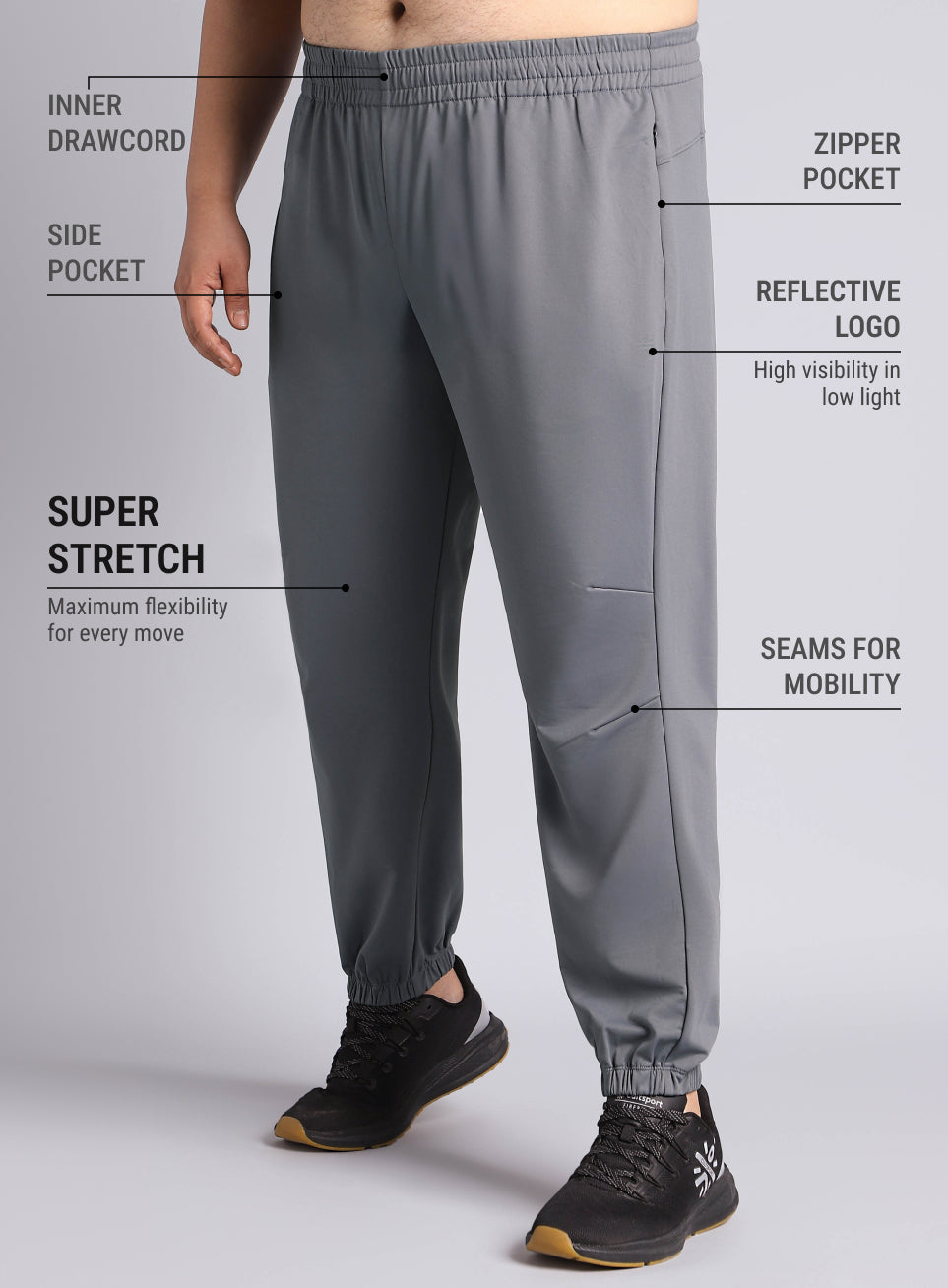 Men's Dark Grey Plus Size Night Joggers