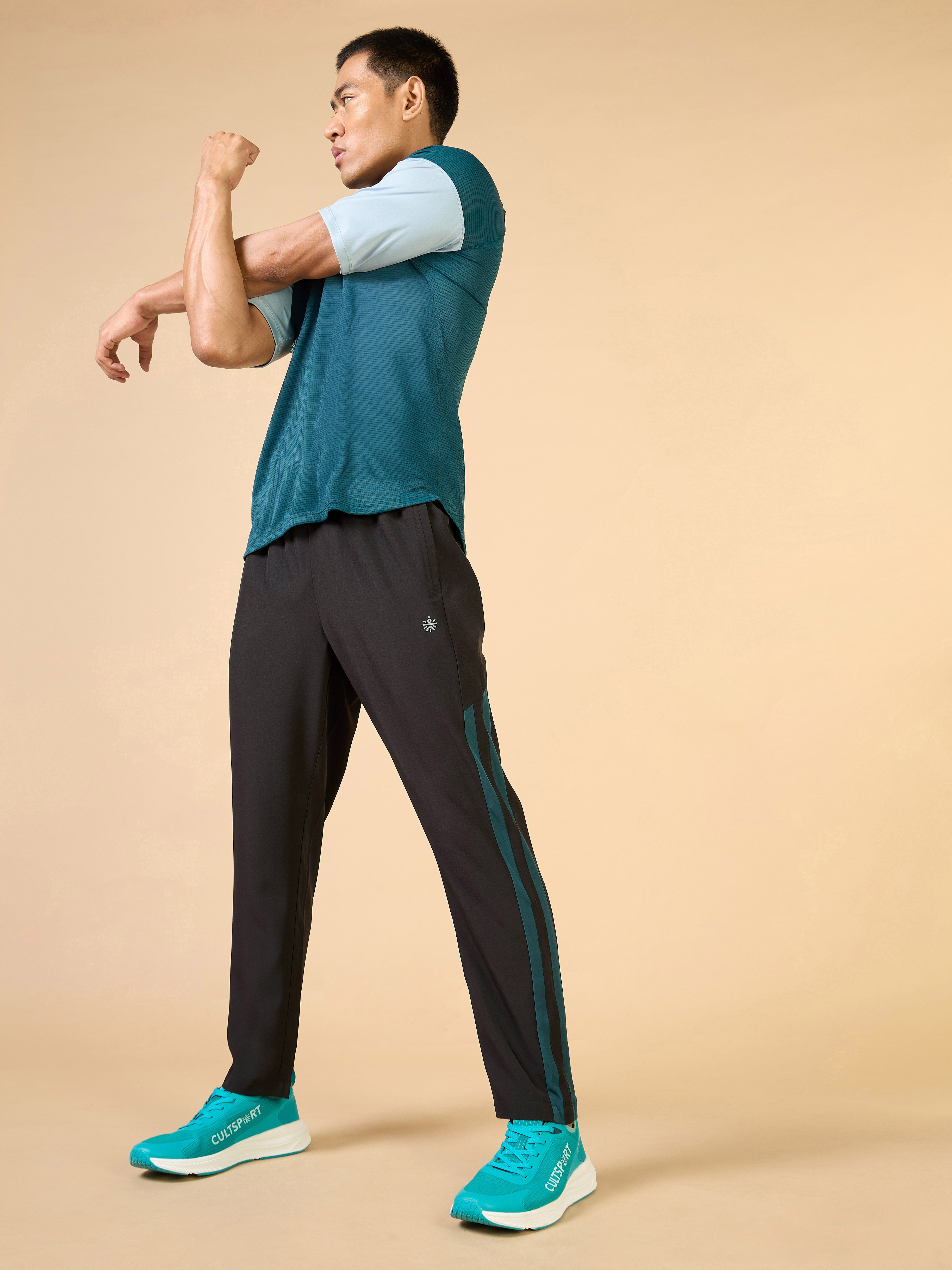 Men's Black Sporty Training Trackpants