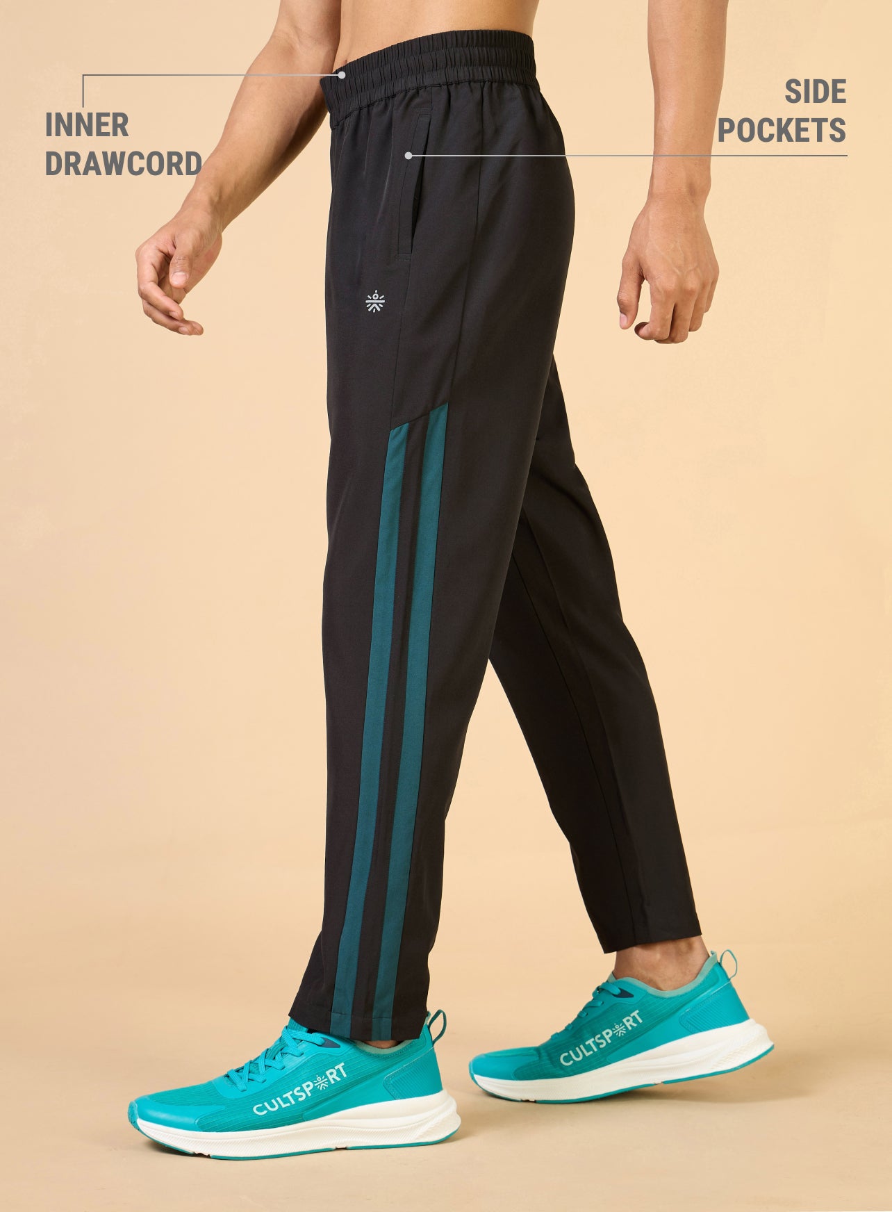 Men's Black Sporty Training Trackpants